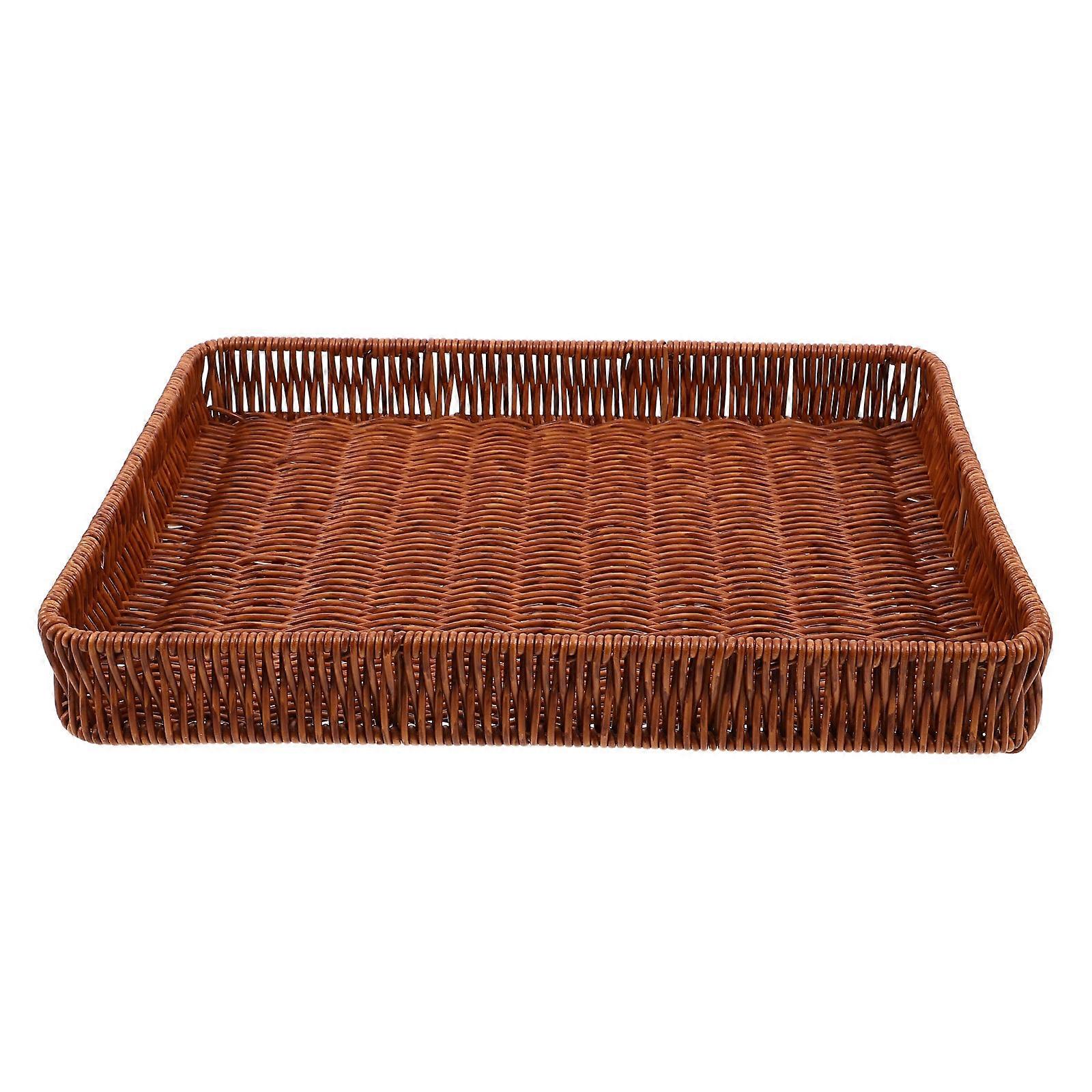 Light Brown Fruit Basket Bin Handwoven Bread Basket for Storage