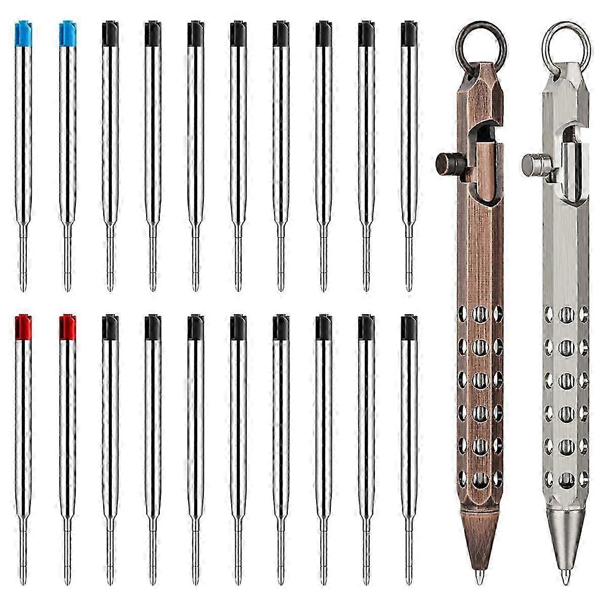 2Pack Bolt Action Pen Set, Hexagonal Solid Brass Pocket Pen D