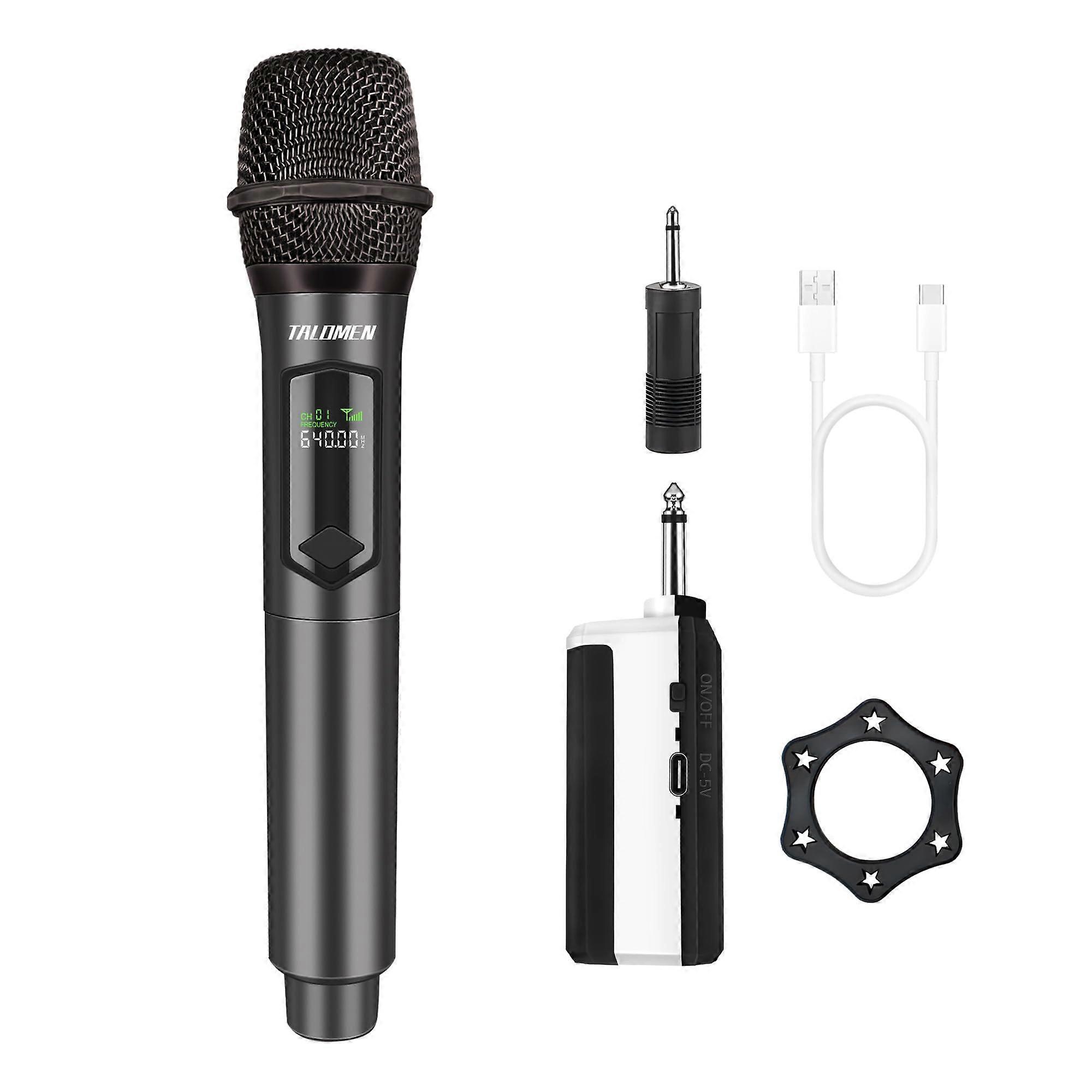 Wireless Microphone with Stable 2.4G, Noise Reduction, 160Ft Range, Rechargeable Karaoke Mic Set Gray