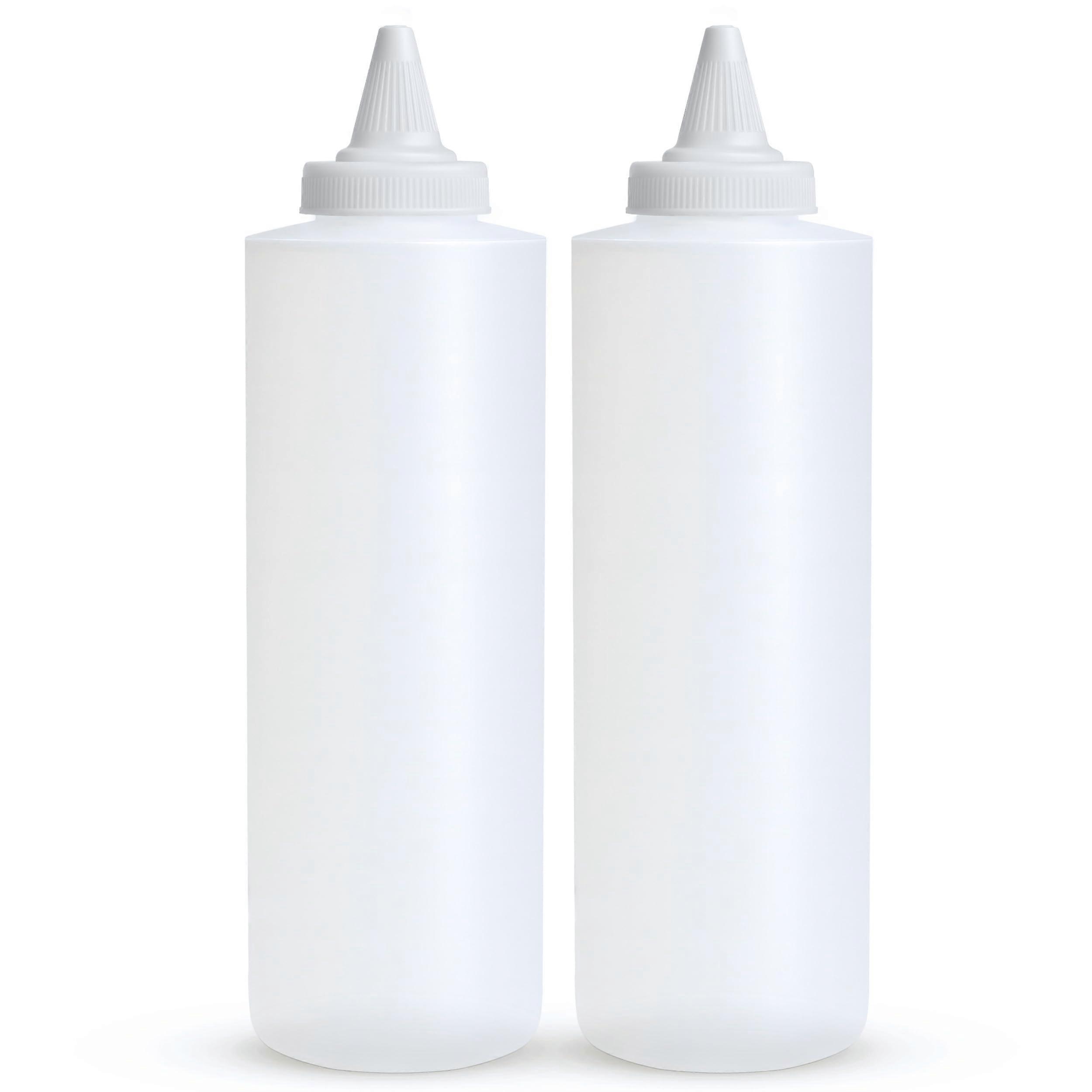 16oz BPA  Leak Proof Squeeze Bottles with Wide Neck Twist Cap, 2 Pack Condiment Dispenser for Kitchen and Crafts