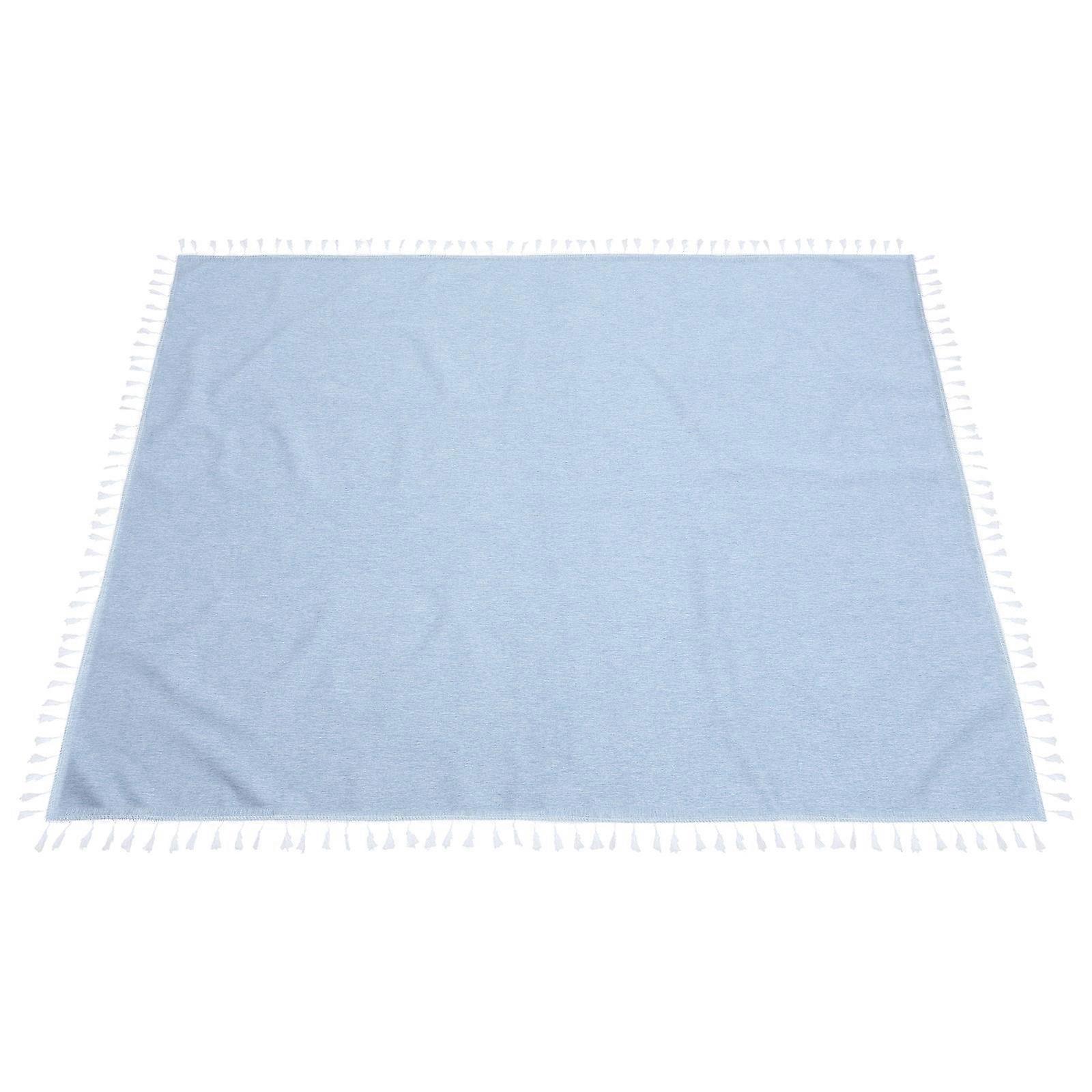 Macrame Trim Tablecloth 2Pcs Rectangle Polyester Washable Waterproof Sky-Blue Ideal For Buffet Parties Dining Table Decoration