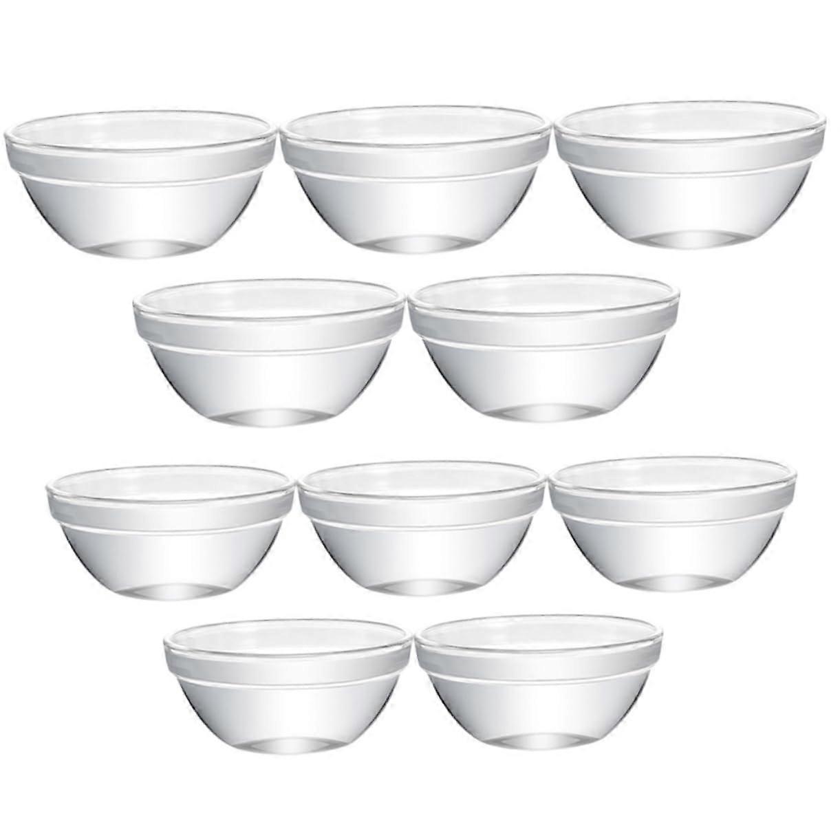 10pcs Stackable Glass Serving Bowls with Lids for Dessert Ice Cream Fruit Salad Kitchen Use