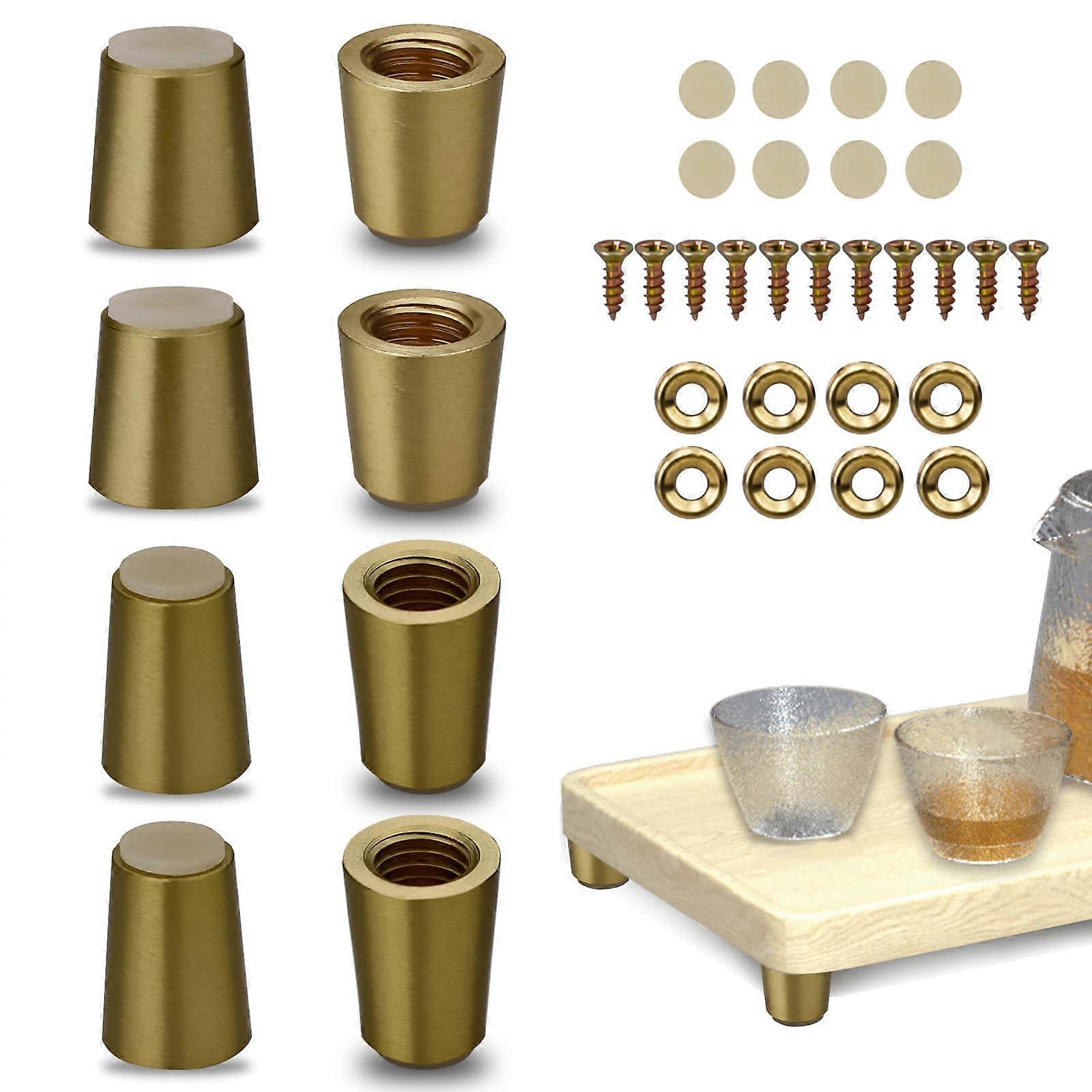 8PCS Brass Cutting Board Feet, 2 Sizes Durable Brass Legs with NonSlip Pads for Trays and Shelves