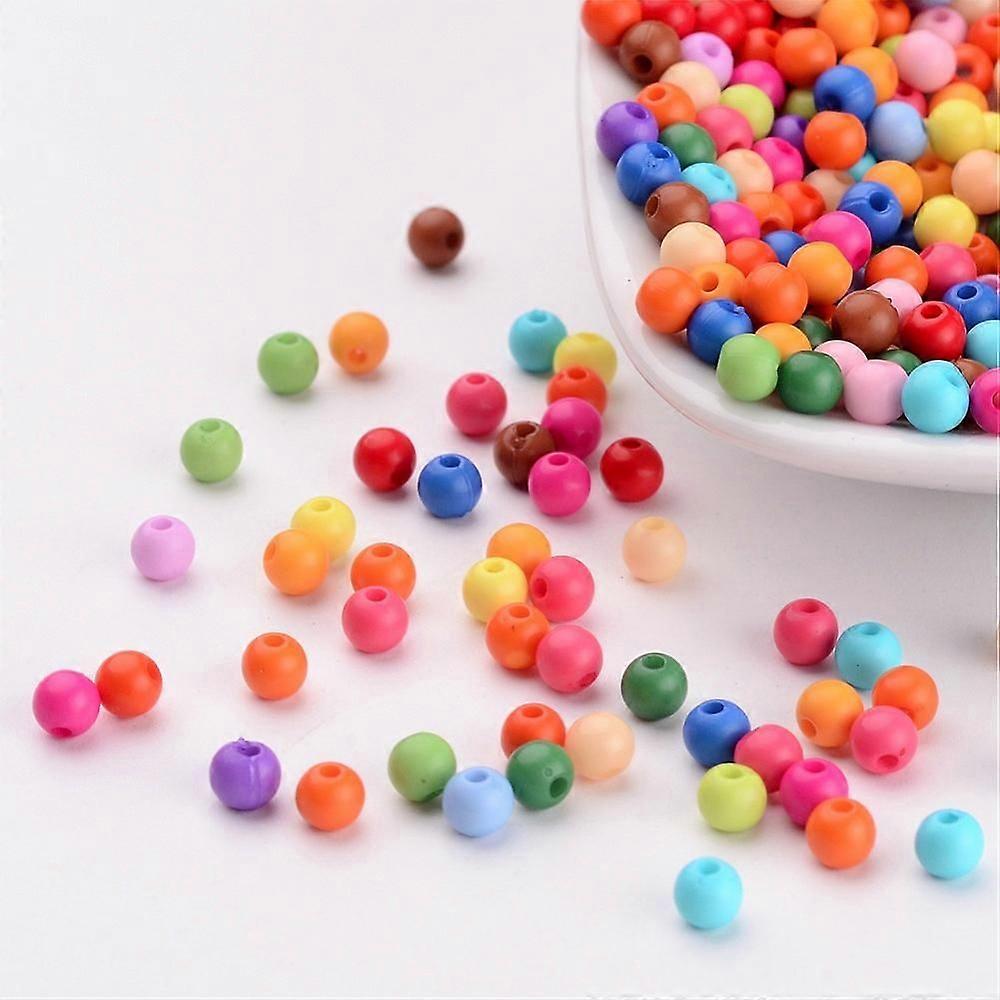 Solid Chunky Acrylic Ball Beads Round Mixed color 4mm Hole: 1mm