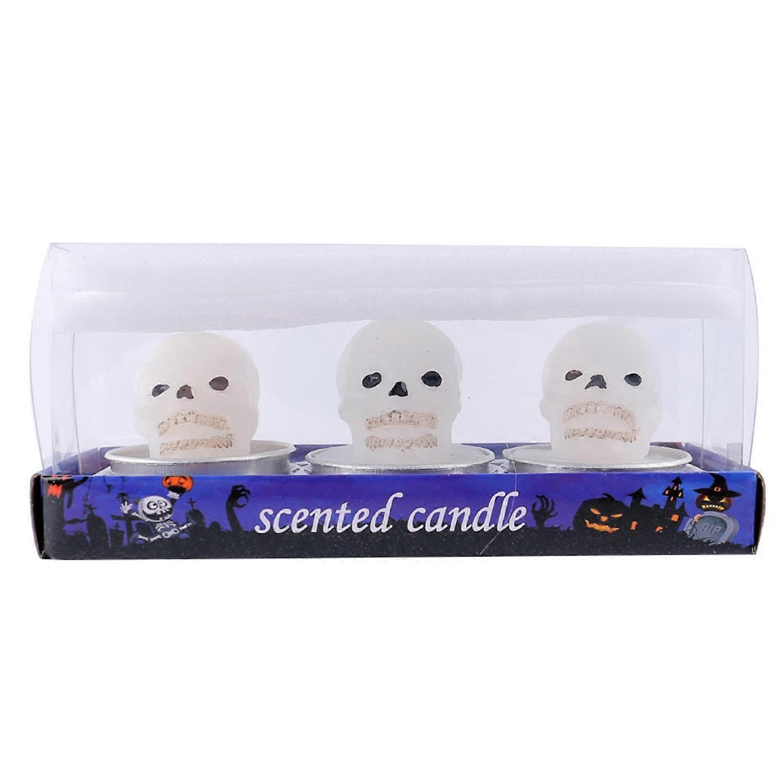 Halloween Tea Lights with Spooky Pumpkin Skull Design for Graveyard Theme Table Decor Candle Set