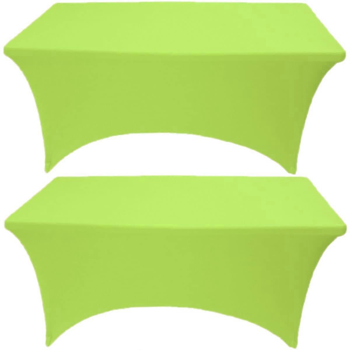 2 Pack 4FT Lime Rectangular Stretch Spandex Tablecloth, Wrinkle Resistant Fitted Cover for Events