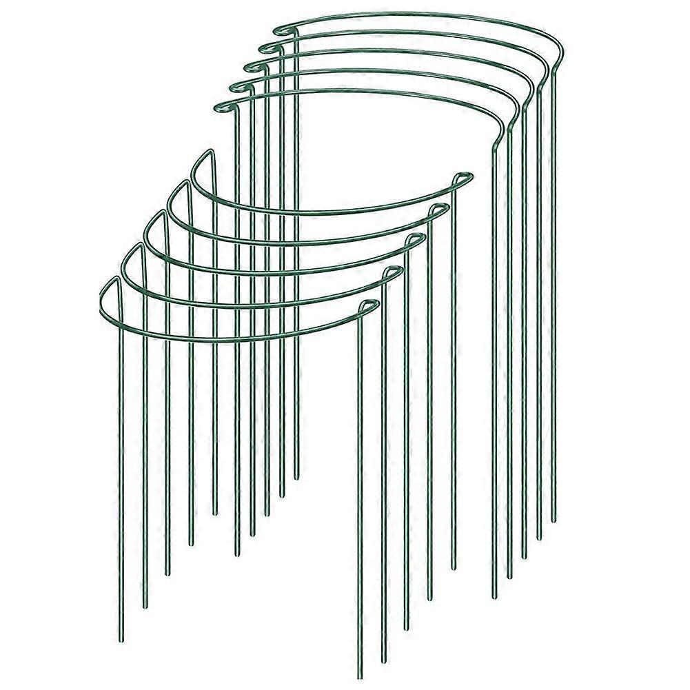 Heavy Duty Plant Support Stakes with Interconnecting SemiCircular Peony Support Rings, 10pcs