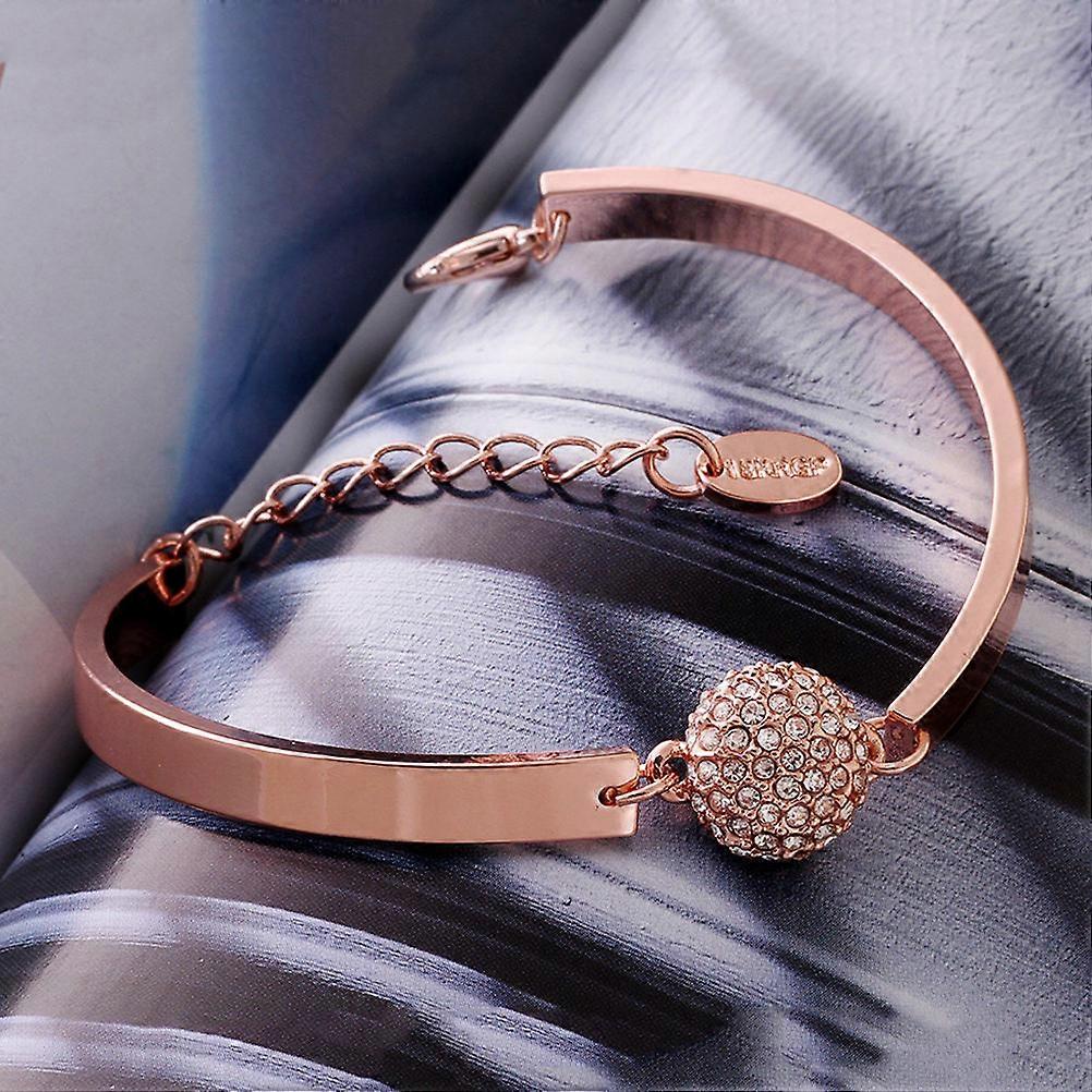 Rose Gold Bangle Bracelet for Decoration Featuring Movable Round One Piece