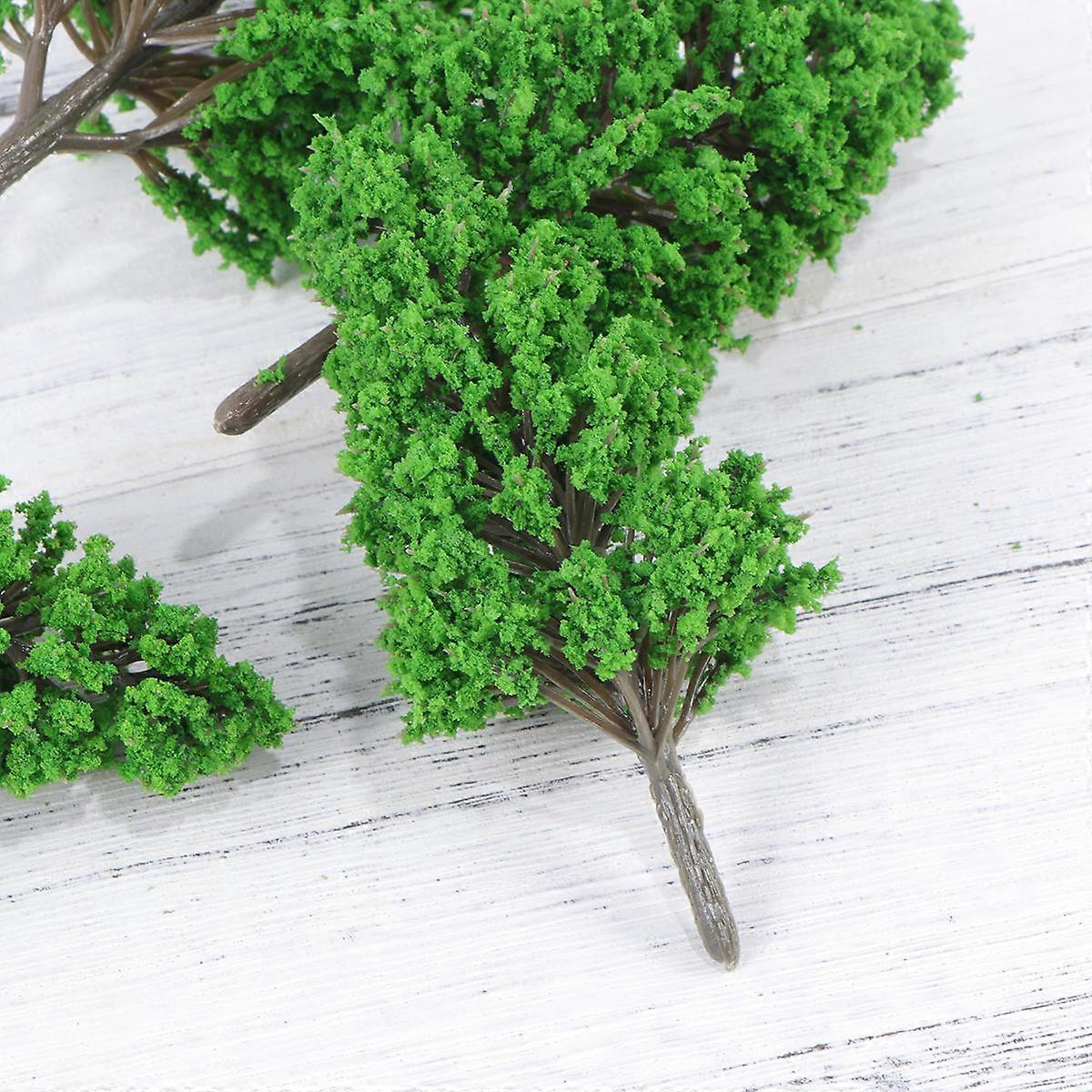 Plastic Poplar Tree Model for Landscape with 7Pcs Garden Scenery Props