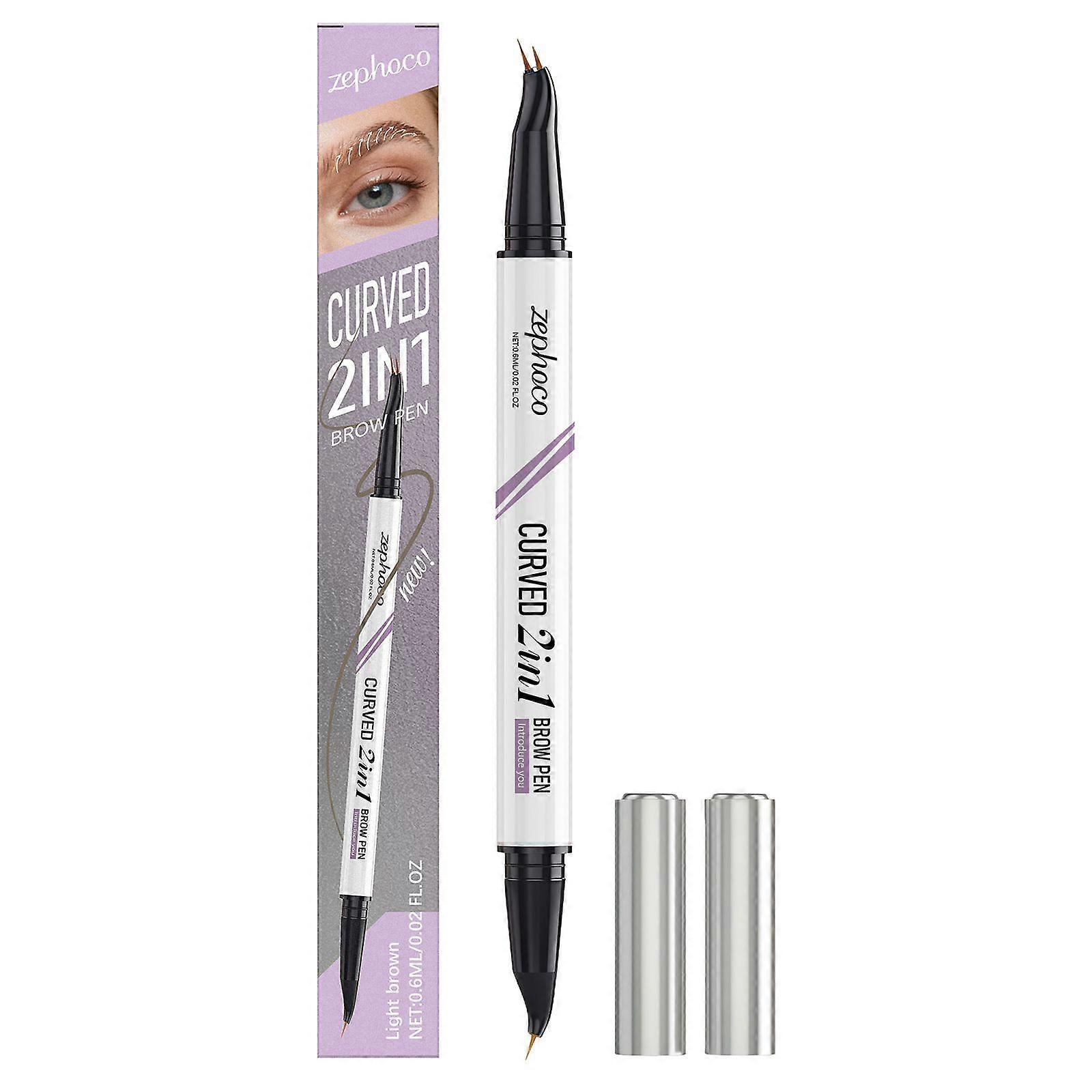 Zephoco Light Brown Double-Heed Eyebrow Pen Daily Modification Eyebrow Shape Natural Color Silky Smooth Makeup Double-Heed Eyebrow Pen