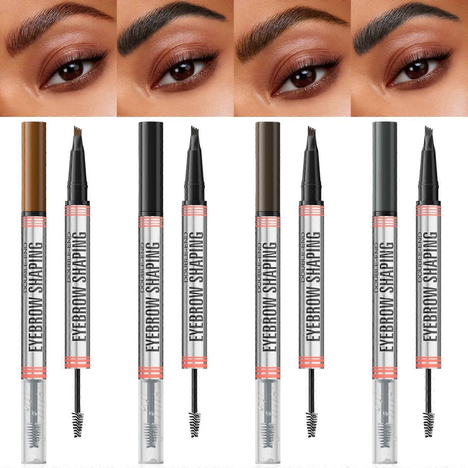 Microblading Eyebrow Pen with FourFork Precision Tip, 24H LongLasting Natural Brow Pencil, MultiColor