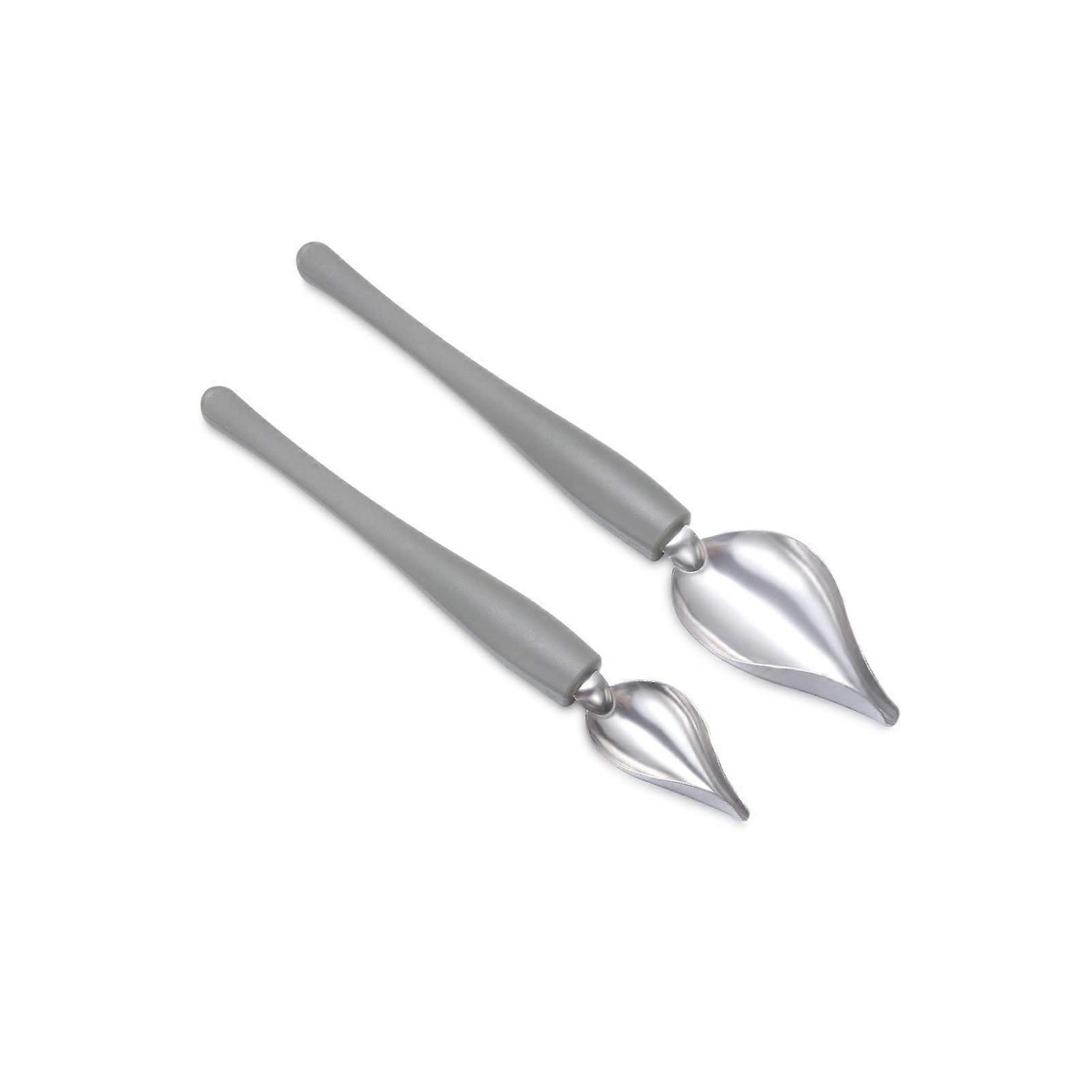 Stainless Steel Chef Plating Sauce Spoon Set with AntiSlip Handle for Dessert Decorating 2pcs