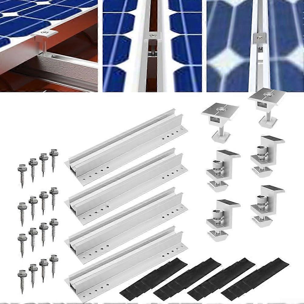 Solar Panel Mounting Brackets and Rail Kit with Clamps, Adjustable Aluminum Set for 35mm Panels