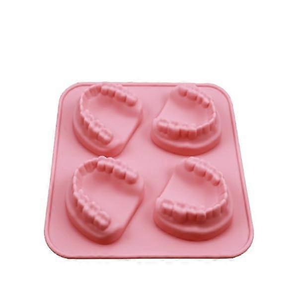 Denture Ice Cube Mold with Realistic Teeth Shape Silicone Tray for Chocolate Candy and Ice