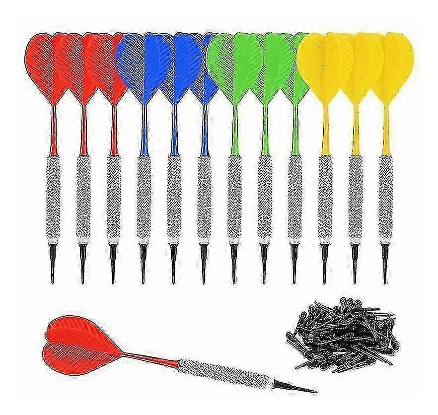 Dart Set With 100 Extra Soft Tips,safety Soft Darts(red,yellow,blue,green)(12pcs)
