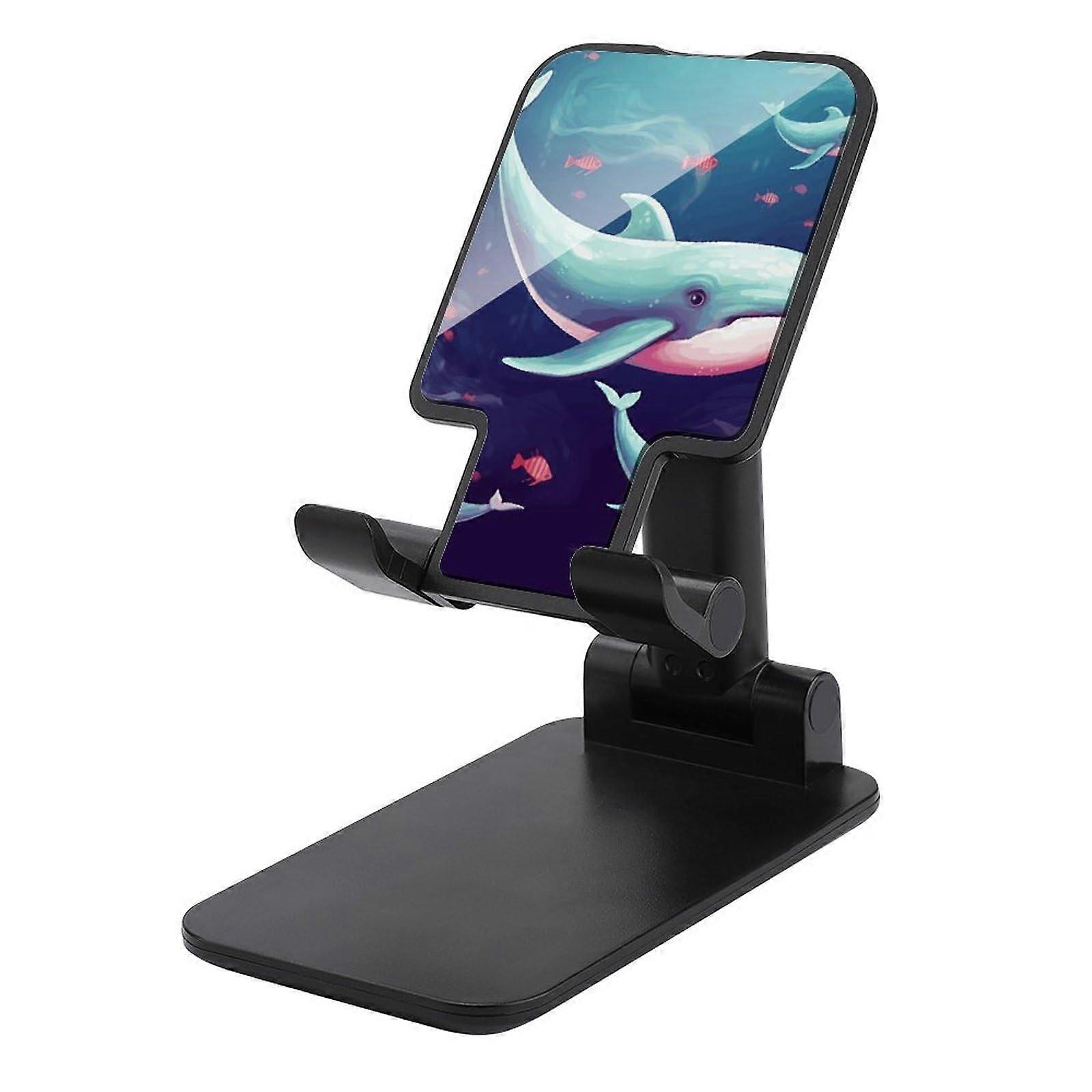 Whale Print Adjustable Phone Stand for Desk with Foldable Design and Stable Support