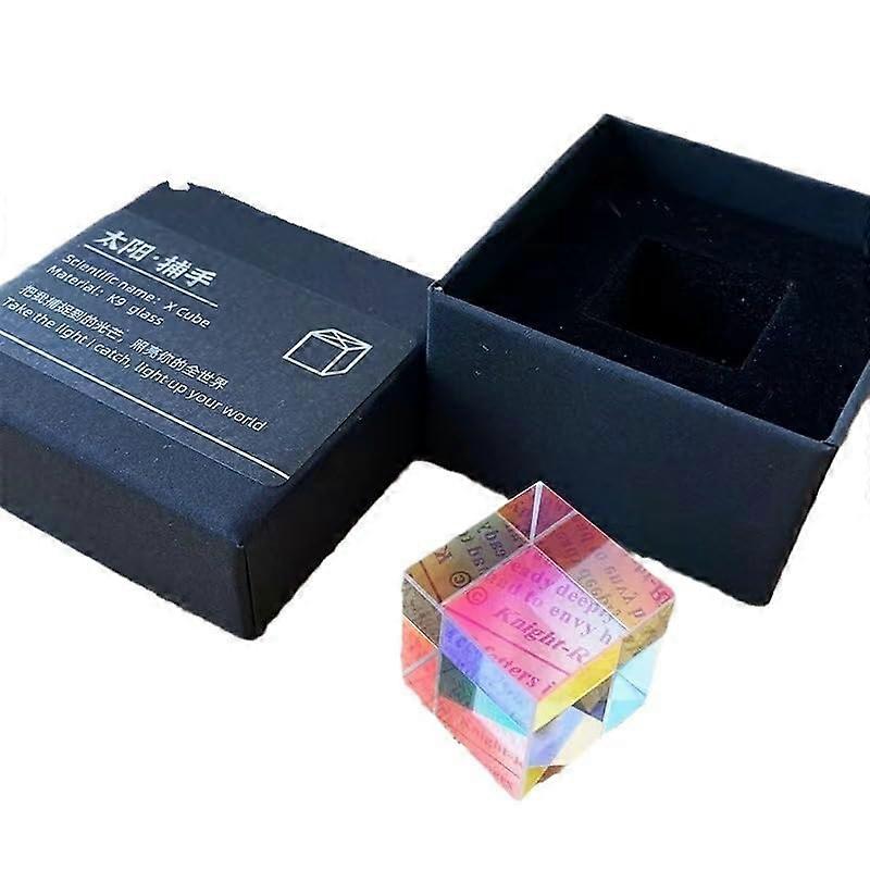 Crystal Prism Cube Sun Catcher Rainbow Maker with Vivid Projection and Elegant Gift Display Box