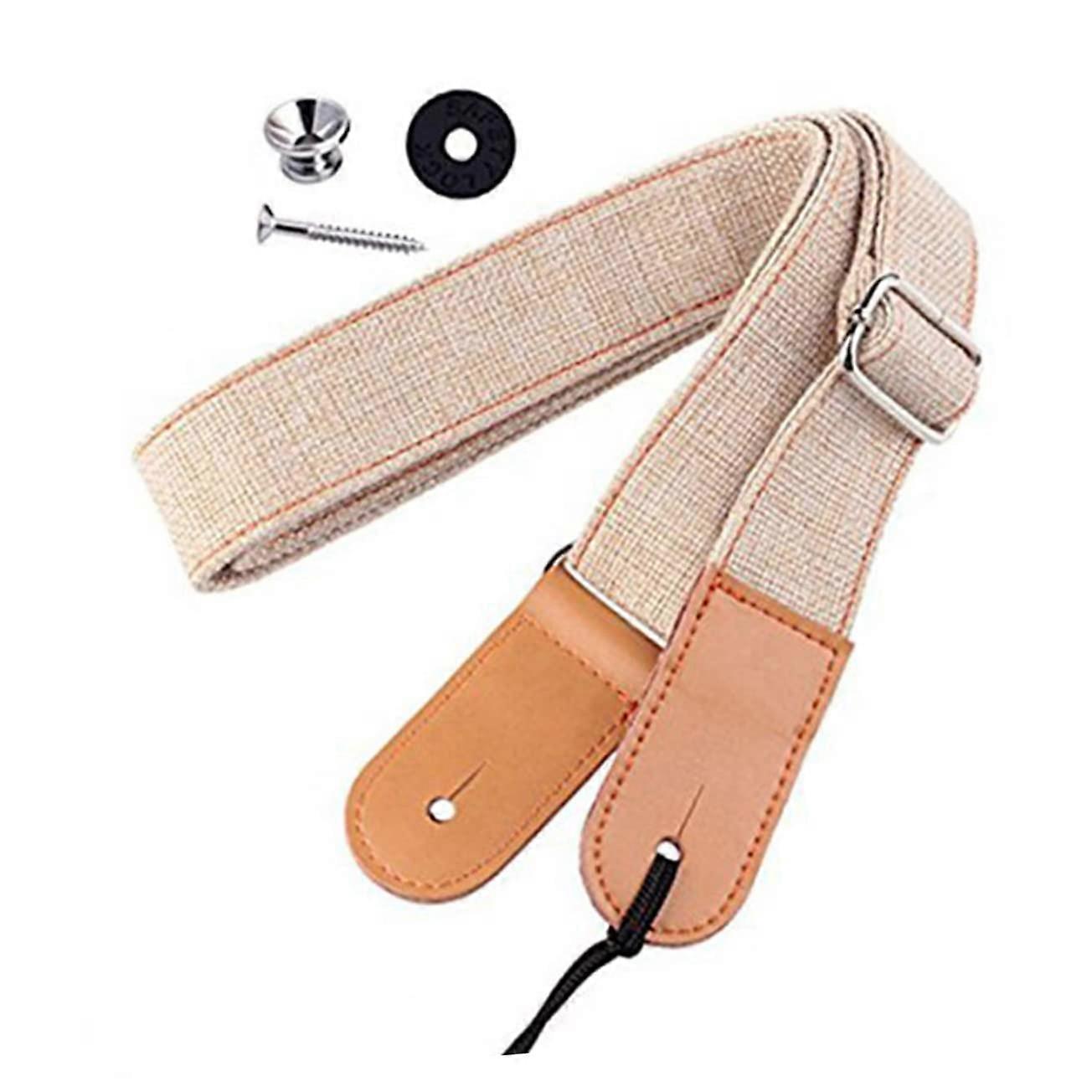 Adjustable Cotton Ukulele Strap with Leather Ends, Soft Comfort and Quick Length Adjustment