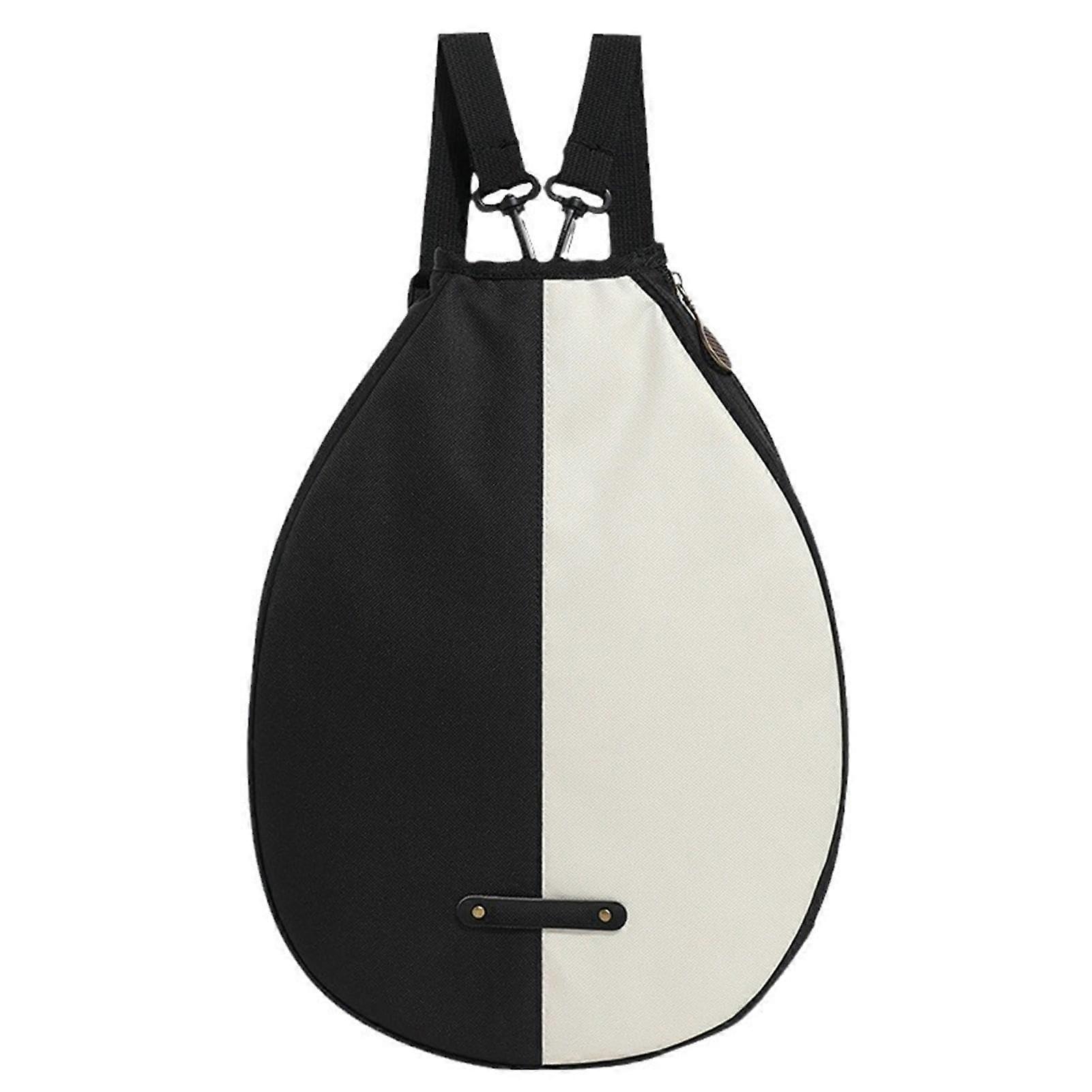 Tennis Racket Bag with Adjustable Shoulder Strap, Padded Protection, Black White Durable PVC