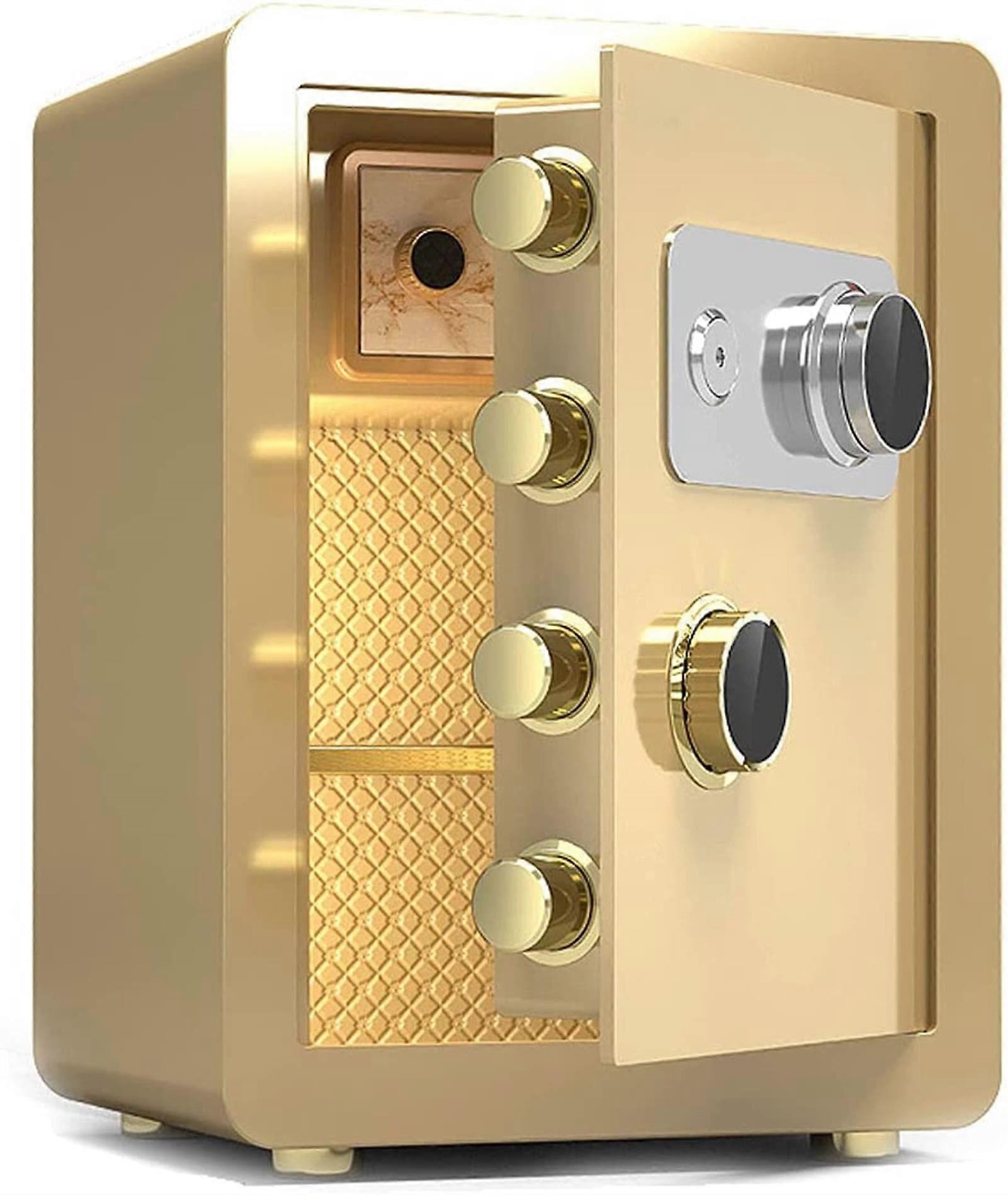 Gold Mechanical Lock Safe Box with Dual Lock Security and Solid Steel Construction 40cm