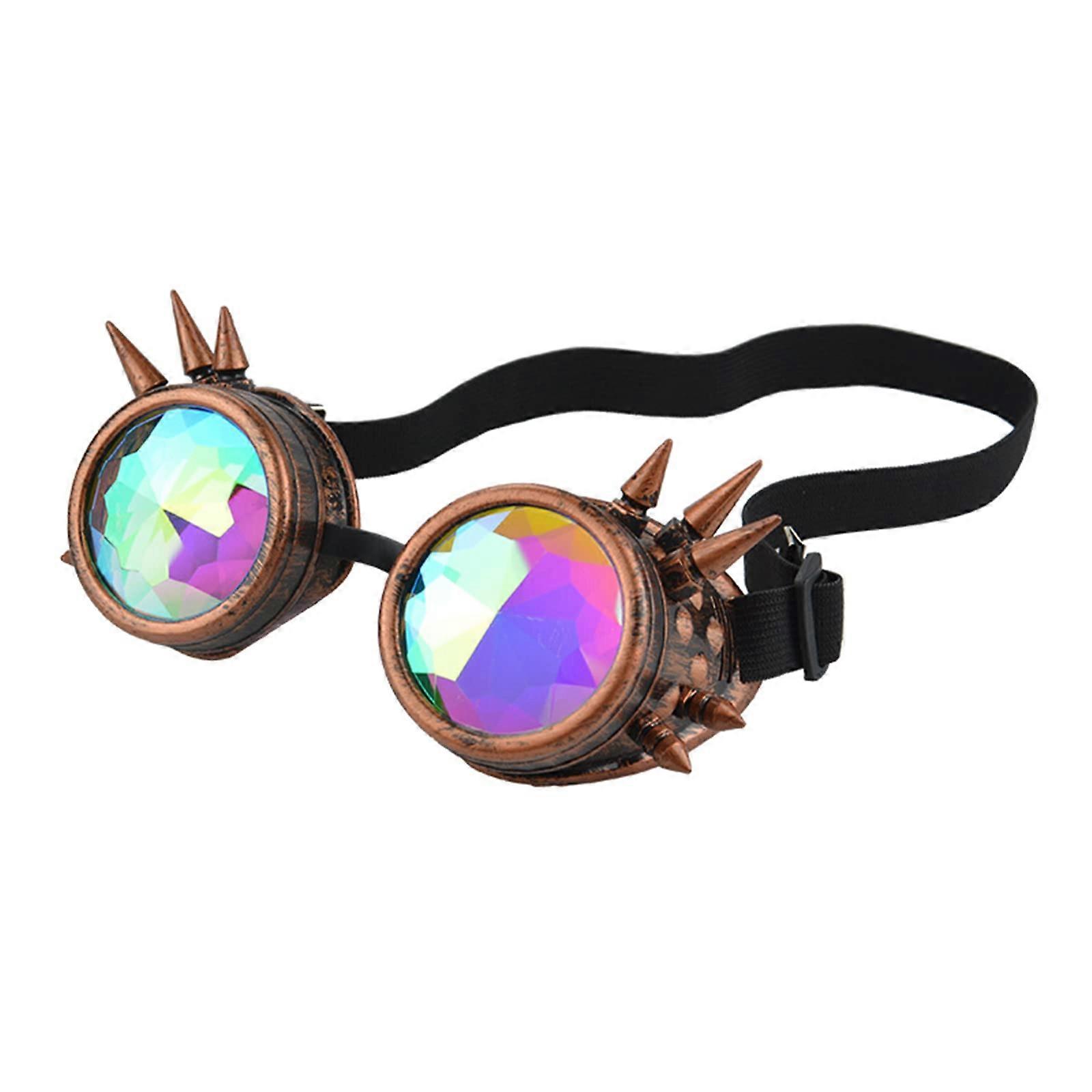 Rave Glasses with Intense Kaleidoscopic Effect, Rainbow Crystal Lens, Adjustable Strap for Festivals