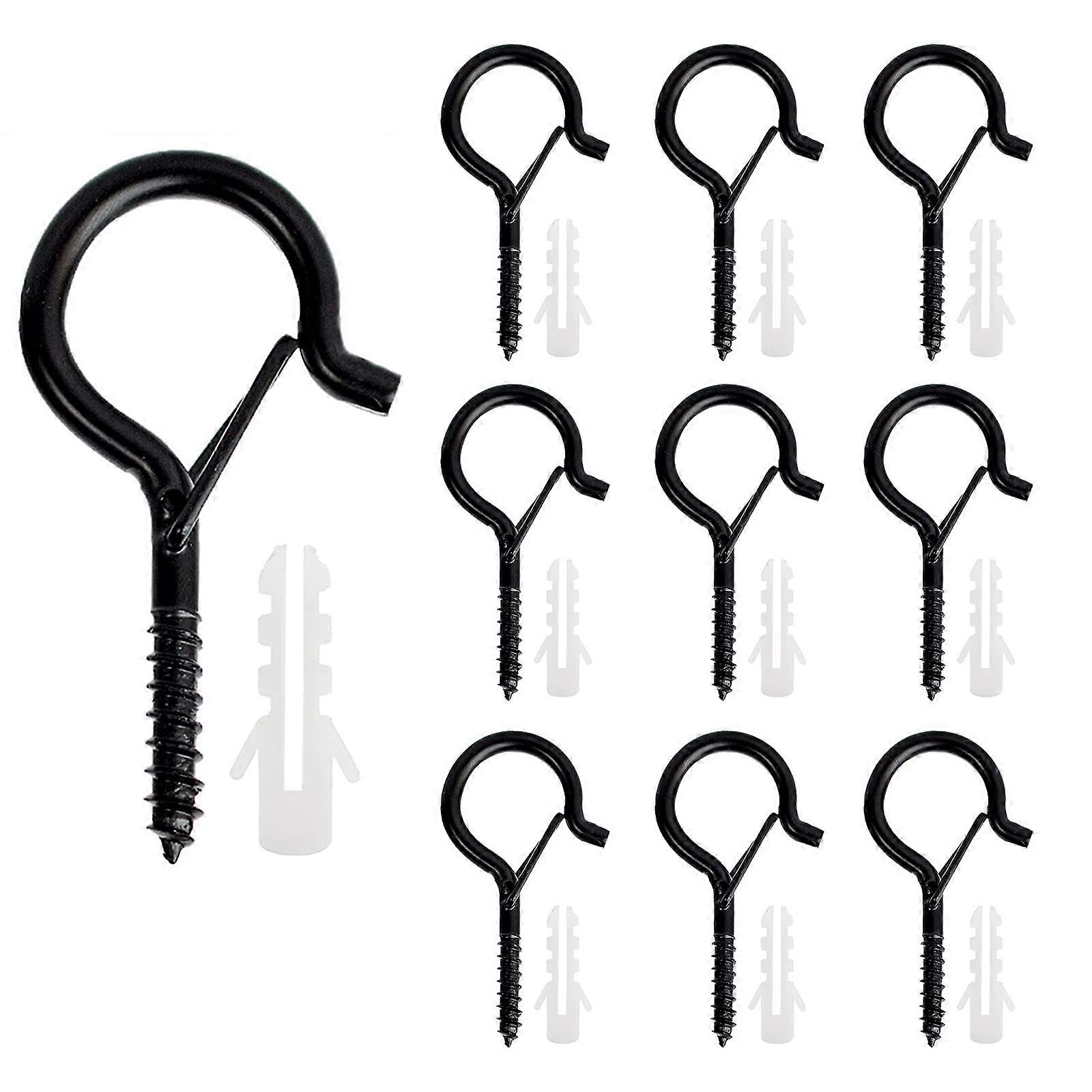 String Light Hooks 10 Pack with Safety Clasp, 40lb Load, Rust Resistant for Indoor Outdoor Use