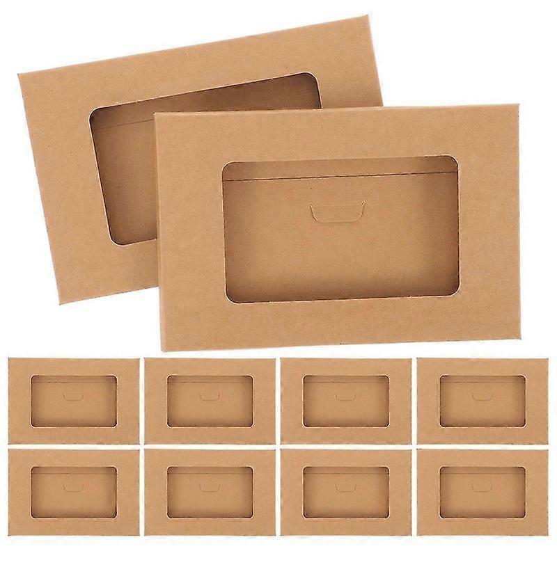 10pcs Envelop Storage Boxes Kraft Paper Postcard Boxes Open Window Postcard Boxes