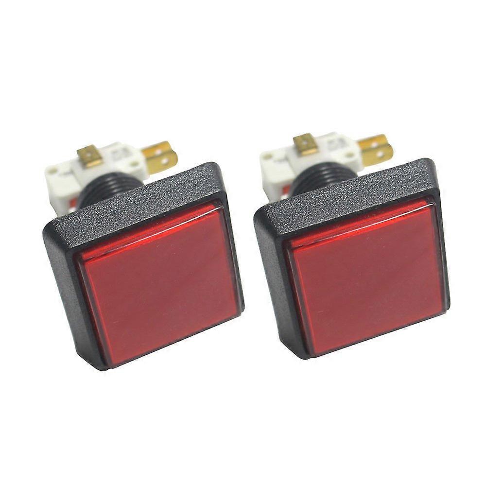 Large Square Arcade Push Button with Switch,  Visibility Red Cap, Quick Panel Installation