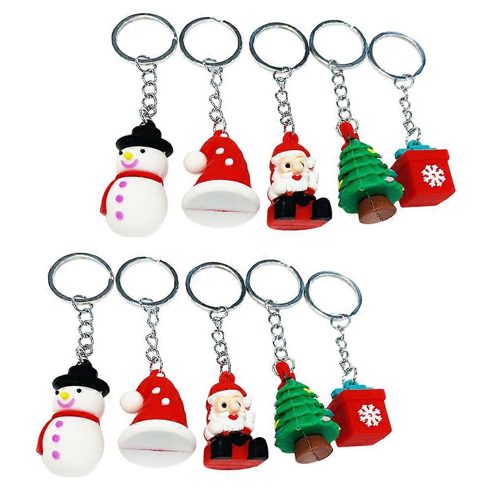 Xmas Keychains Pendant Creative Key Chains for Decor 10Pcs Assorted Color