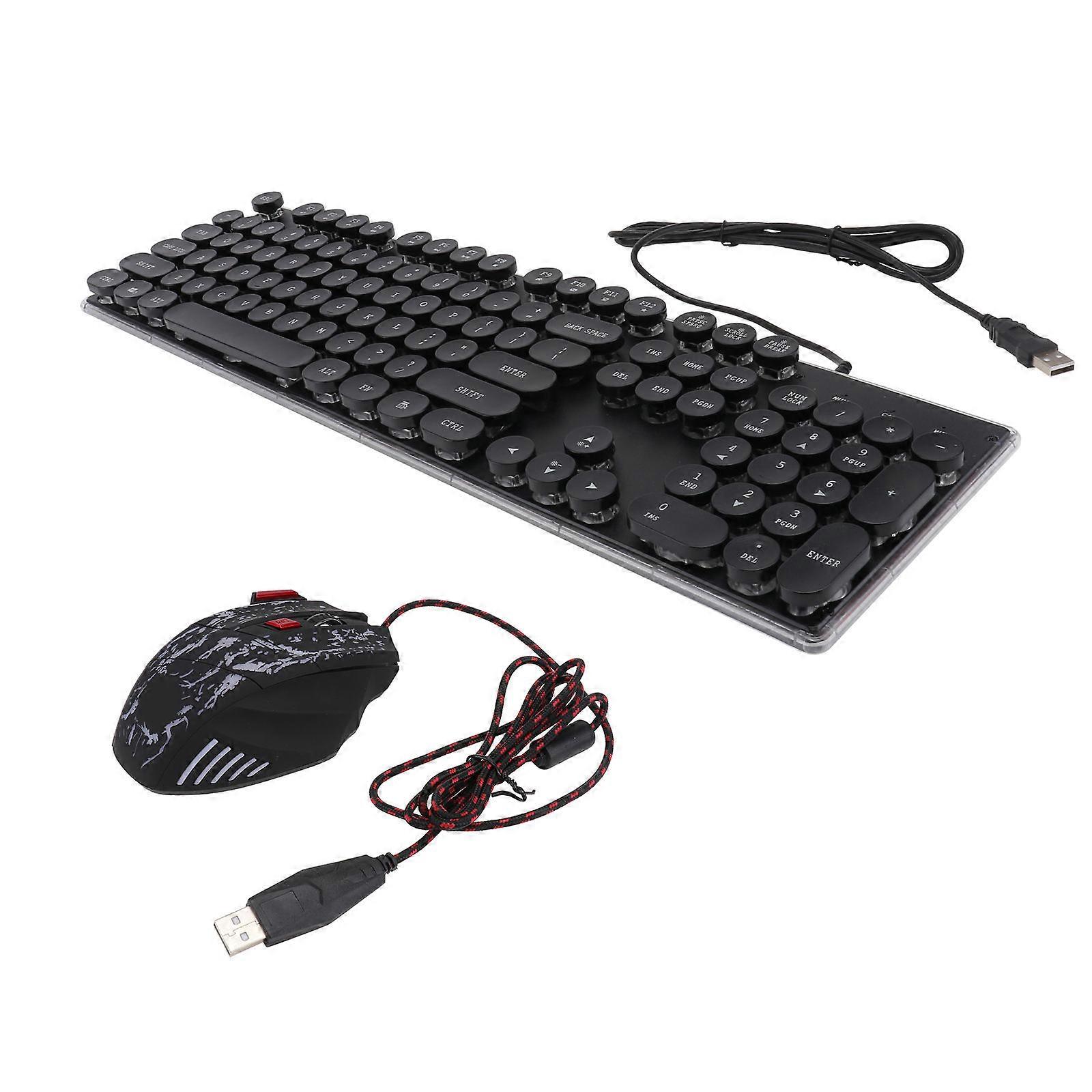 USB Keyboard Cool Rainbow LED Backlit Gaming Keyboard and Mouse 2Pcs Set