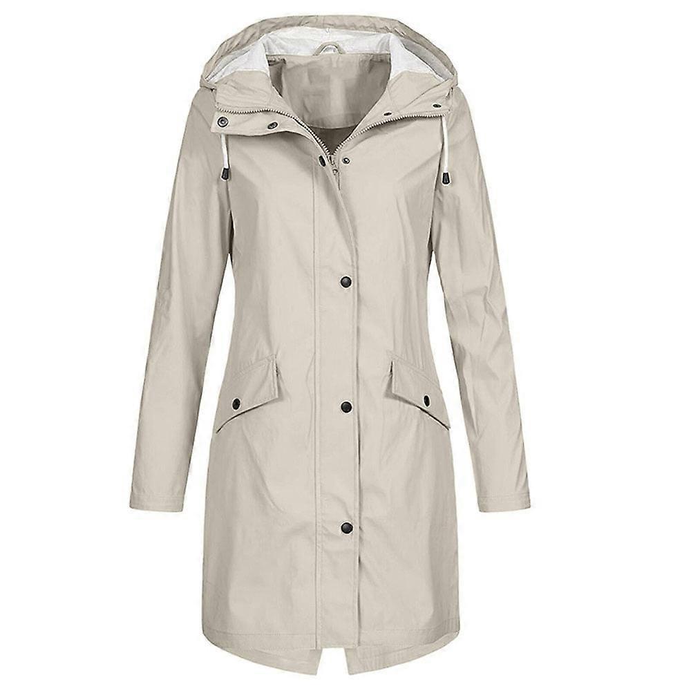 Women's Solid Rain Jacket, Waterproof Windproof Hooded Winter Coat with Multi Pockets