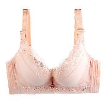 Push-up bh voor dames met een grote maat, verstelbaar, extra elastisch, ademend, met kanten afwerking, beige, maat 38B