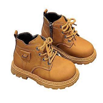 Bottines garçon adorables, couleur unie, style vintage, à lacets, semelle souple, pour enfants de 4 à 12 ans, faciles à nettoyer, design moderne