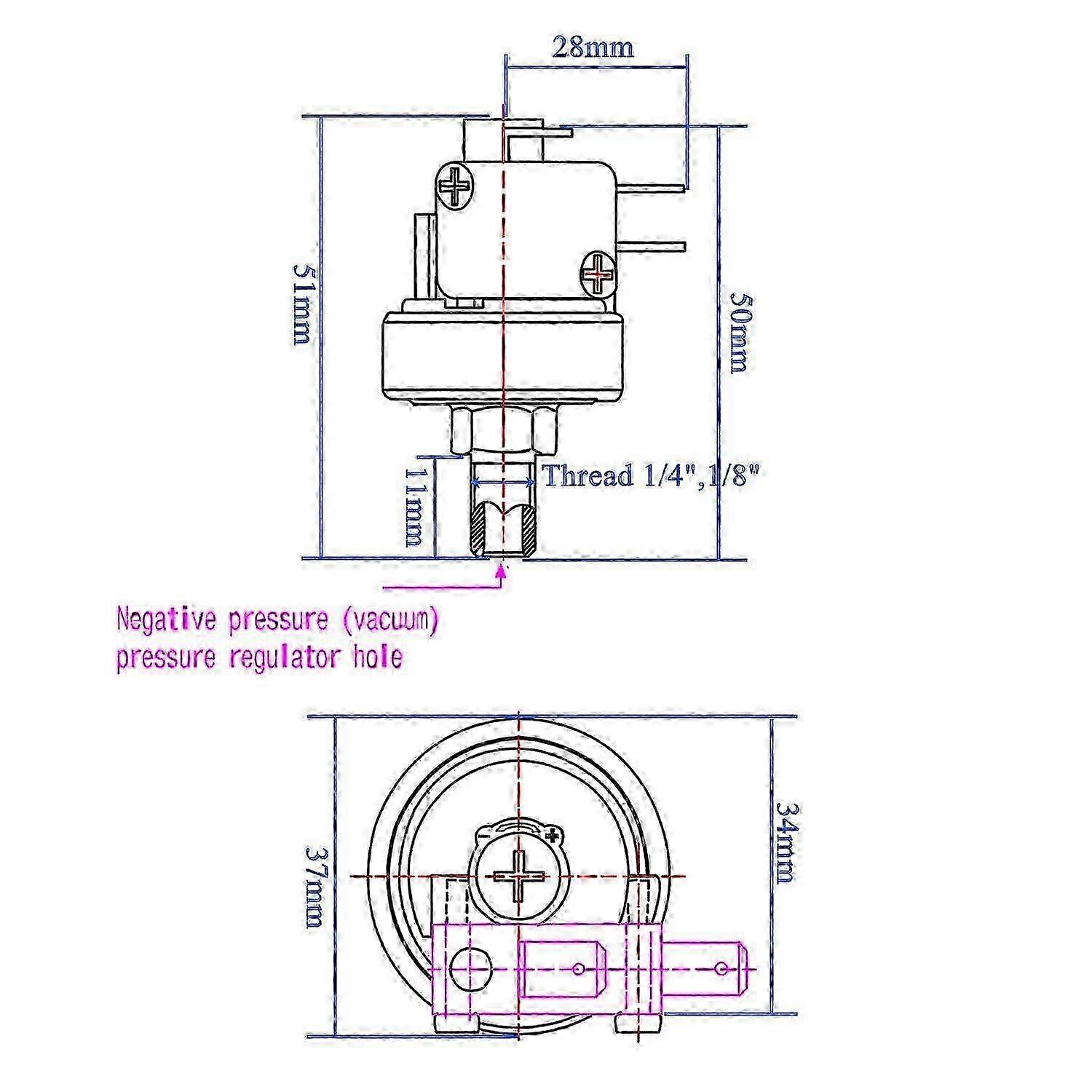 Vacuum switch for negative pressure system -90kPa 1/4" 1/8"