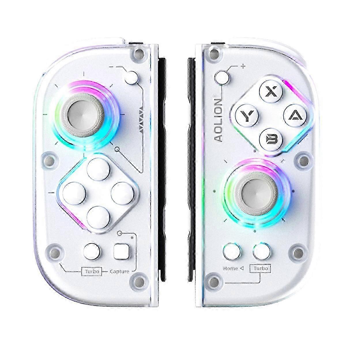 Manette de jeu Bluetooth 5.2 L/R avec éclairage RVB pour PC Android iOS Blanc