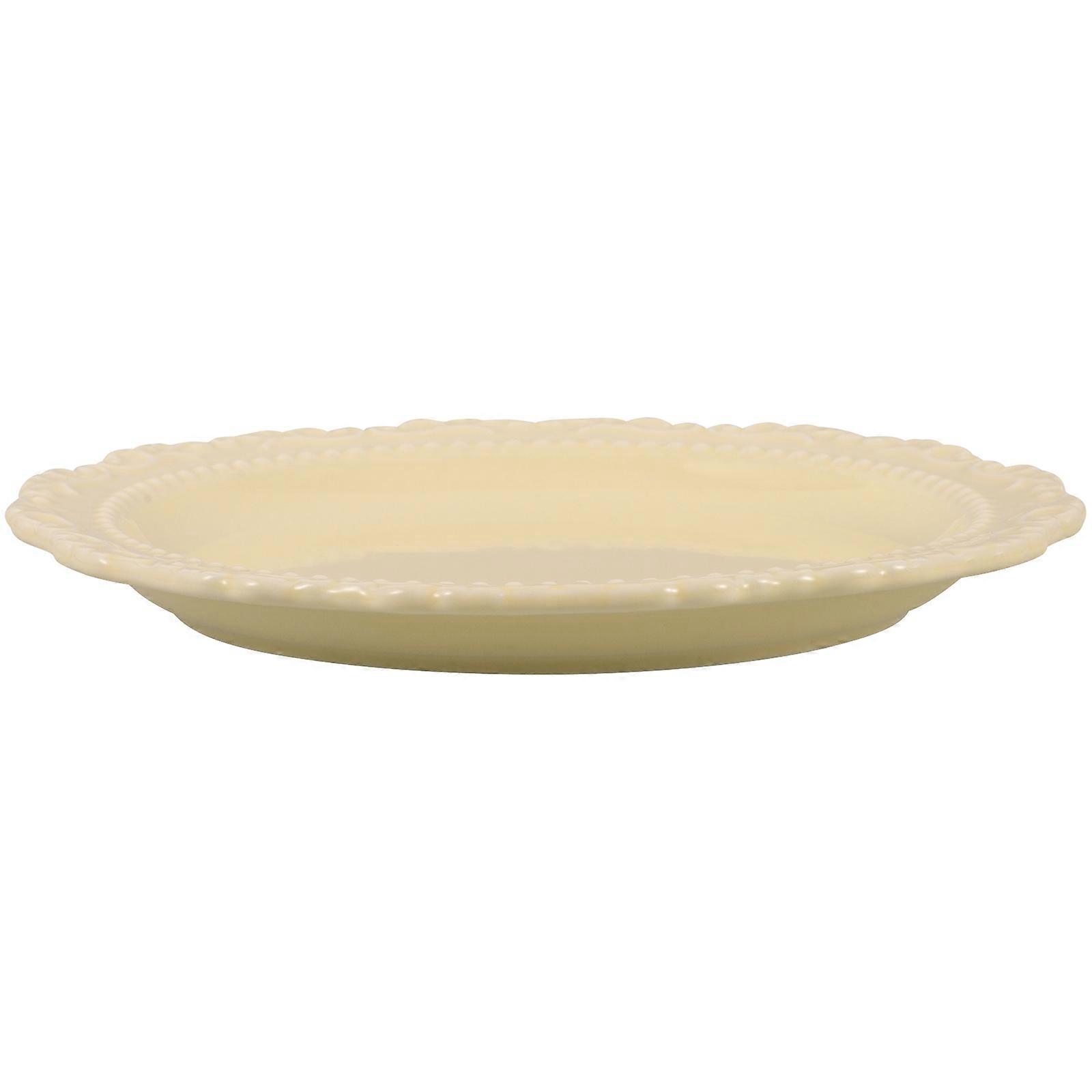 Yellow Embossed Ceramic Dinner Plate for Home Elegant Kitchen Tableware