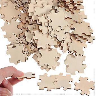100Pcs/Pack Unfinished Wooden Puzzles Blank Puzzle Jigsaw Puzzle Pieces for Painting DIY Arts Crafts