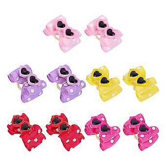 Pet Bowknot Hairpins Dog Hair Clips for Pet Decor 10Pcs Multicolor