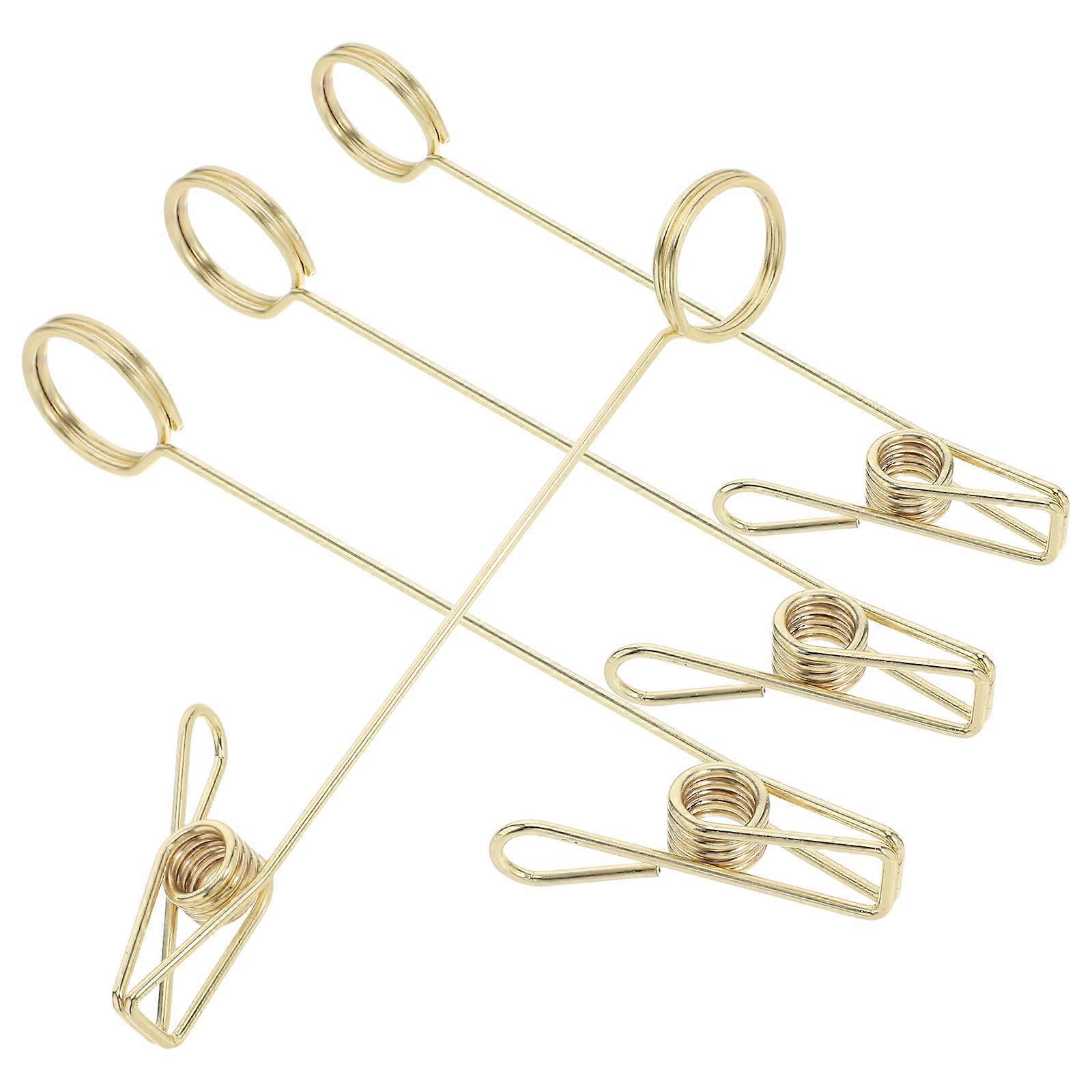 Golden Double Headed Card Holder Clips for Fixing 4Pcs Metal Multi-Function Clips