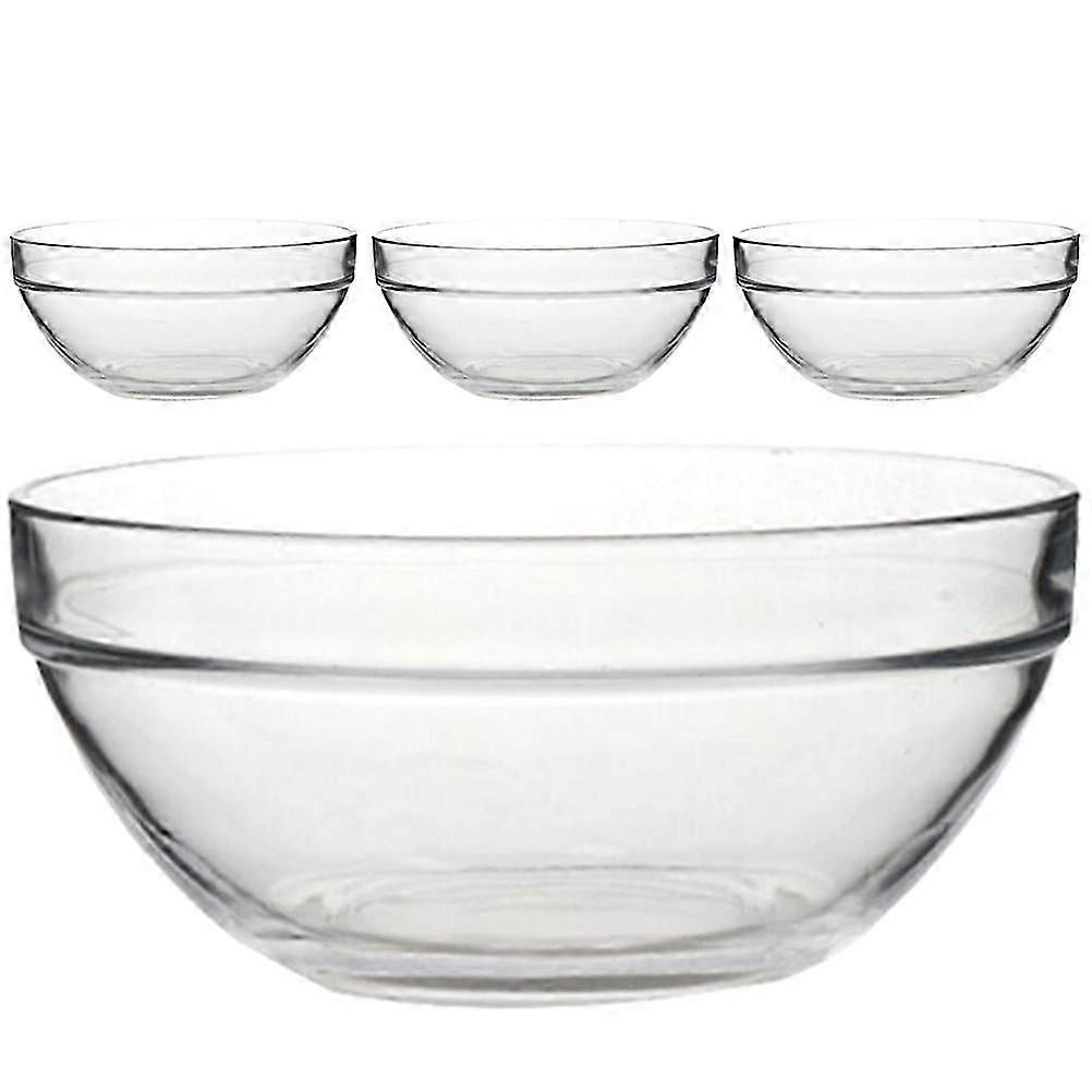 4Pcs Transparent Glass Bowls Set for Household Multi-Function Use