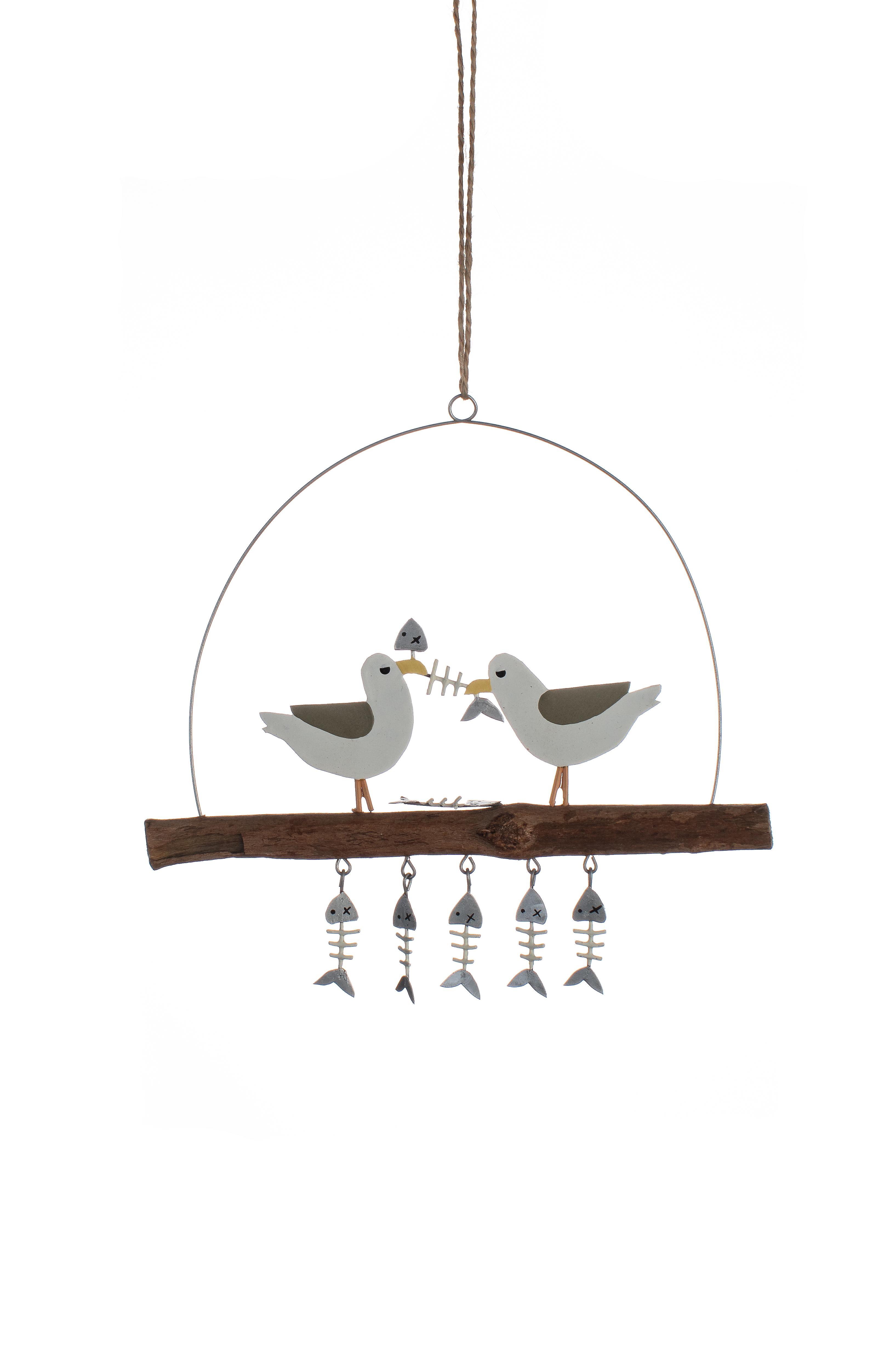 Shoeless Joe Seagull With Fish Driftwood Hanger