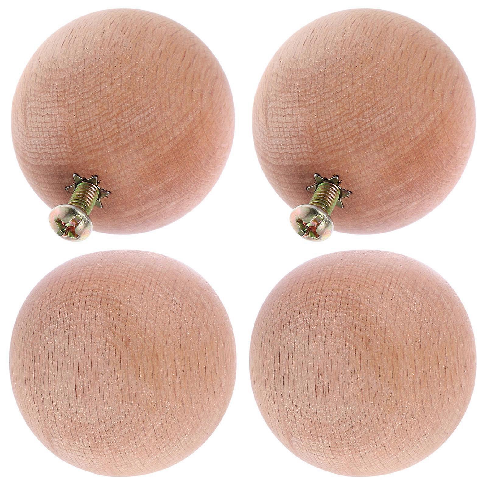 4 pcs Kitchen Cabinet Knobs Wooden Drawer Knobs Dresser Knobs Wood Ball Knobs for Craft