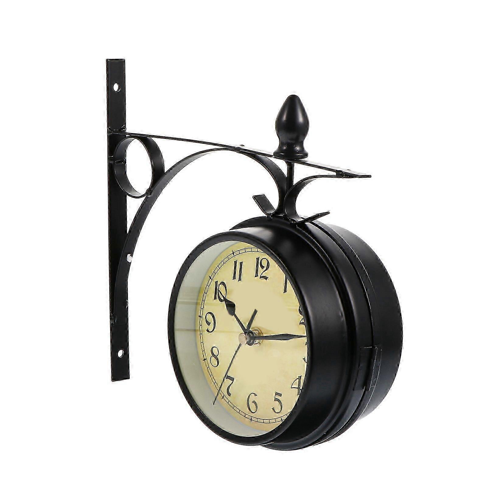 Retro Wall Clock Double-Sided Hanging Clock for Room Decoration