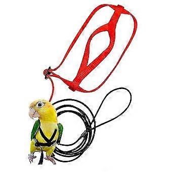 Bird Adjustable Harness Leash Parrot Anti-bite Training Rope Outdoor Flying Traction Straps Band XLRed