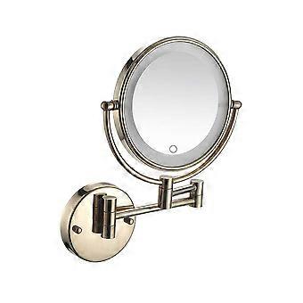 8 Inch Wall Mounted Vanity Mirror, LED Light, 3X Magnification, 360° Swivel, Touch Screen, Black Bronze