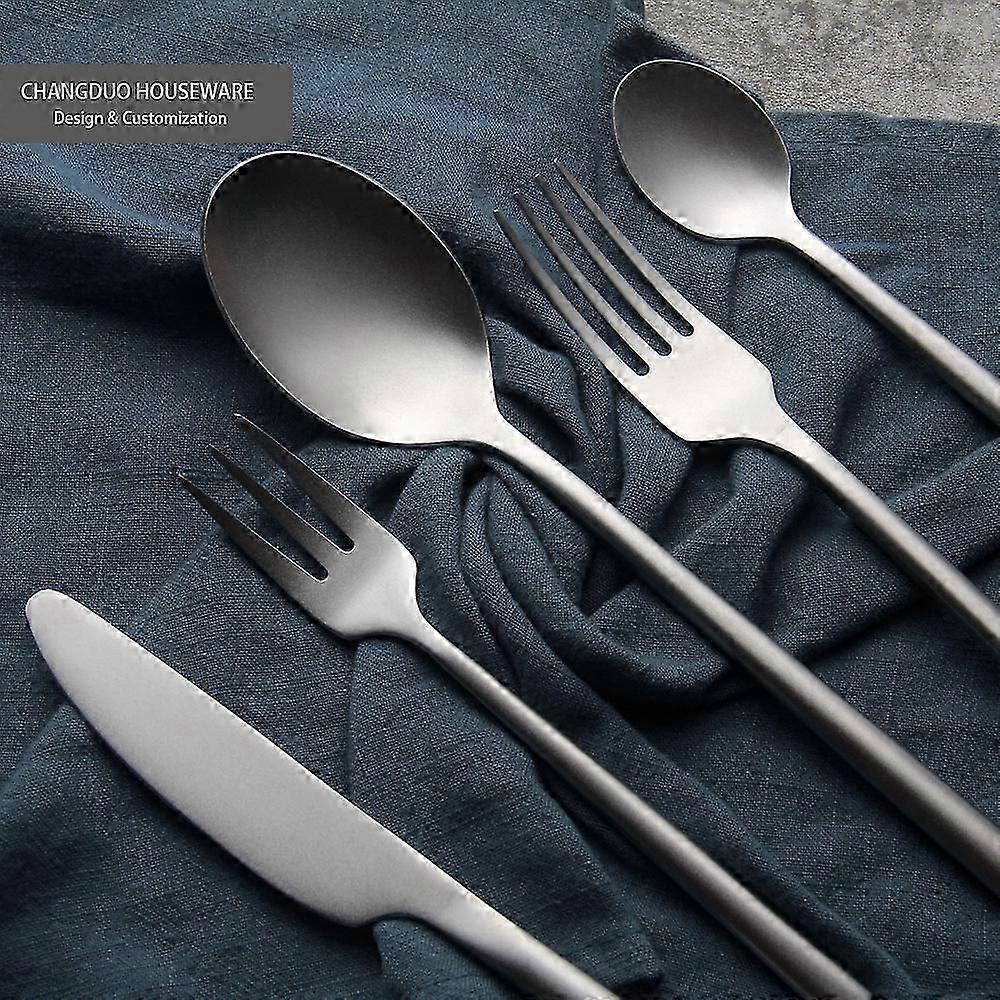 Black dinnerware cutlery 5-piece set