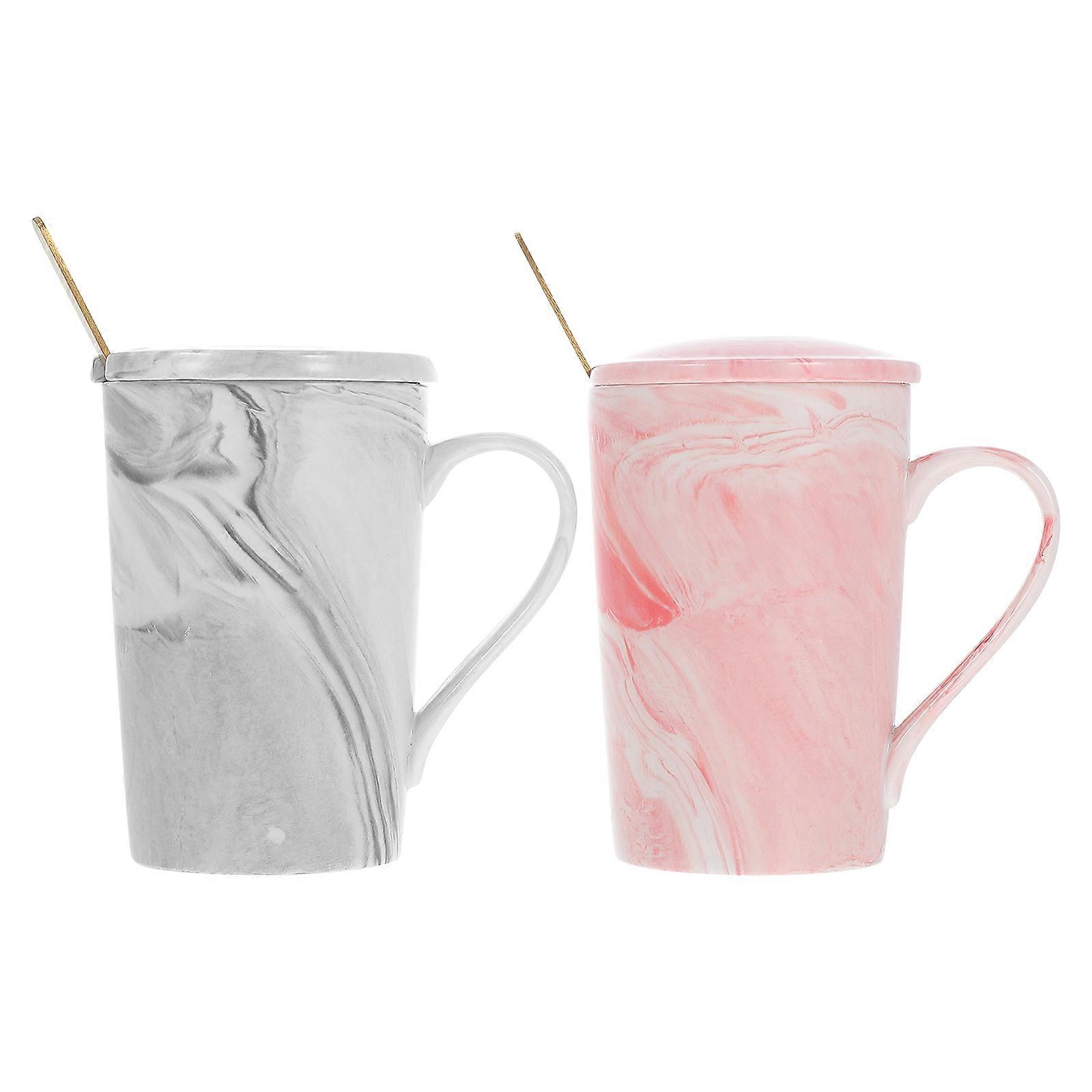 Coffee Cups Ceramic Marble Pattern Office Use Porcelain Material Decorative Use 2Pcs