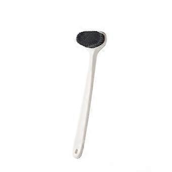 Long Handle Back Brush for Shower - Ergonomic Back Scrubber, Oval Head Nylon Bristles, Body Washer for Men Women Elderly, 1pc White