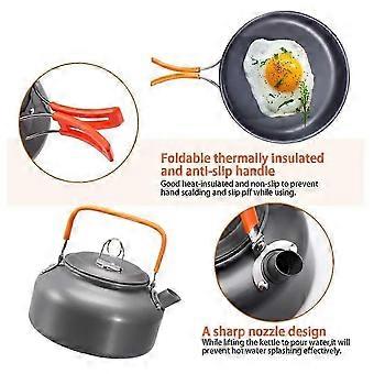 Camping Cookware Set Aluminum Nonstick Portable Outdoor Tableware Kettle Pot Cookset Cooking Pan Bowl compatible with Hiking