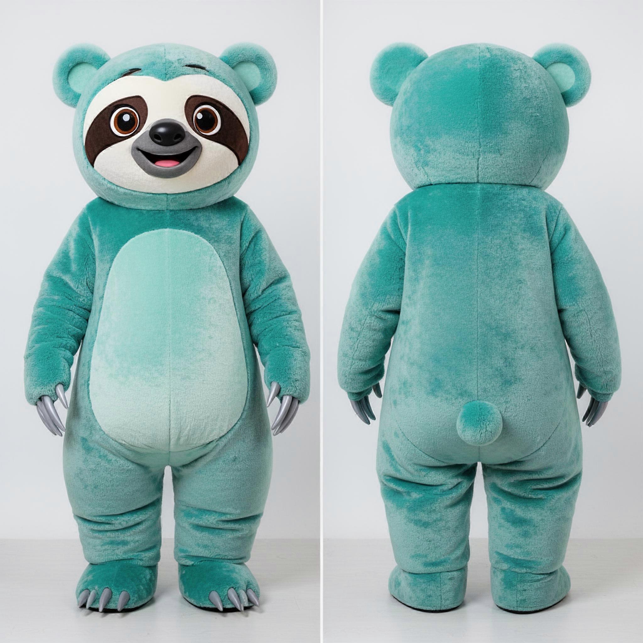 MASTICOT Teal Velvety Sloth Bear Mascot